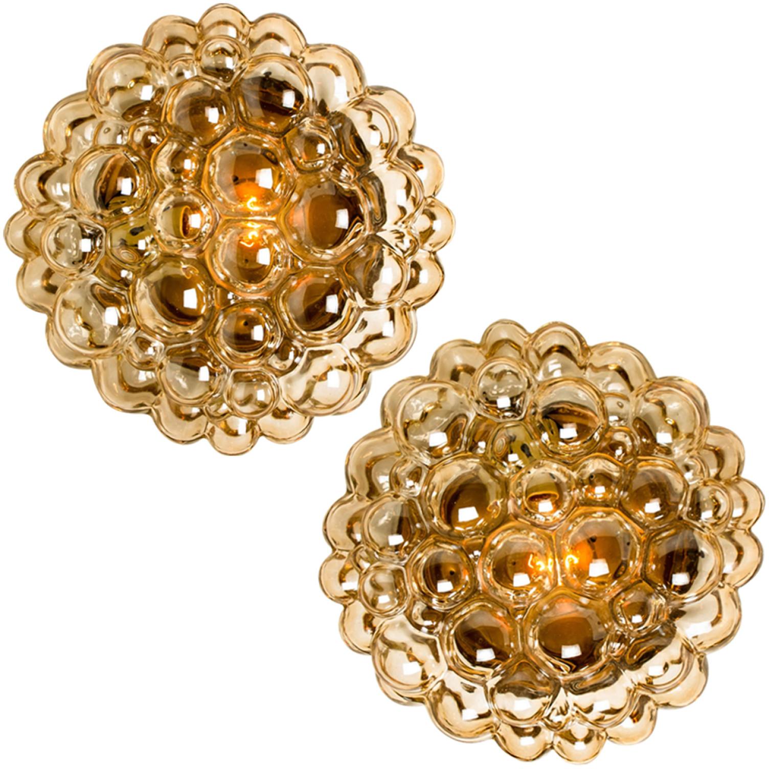Helena Tynell Amber Glass Wall Sconces, Germany, 1960s For Sale 3