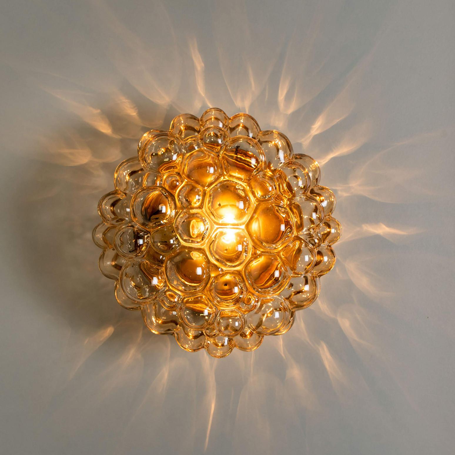 Helena Tynell Amber Glass Wall Sconces, Germany, 1960s For Sale 4