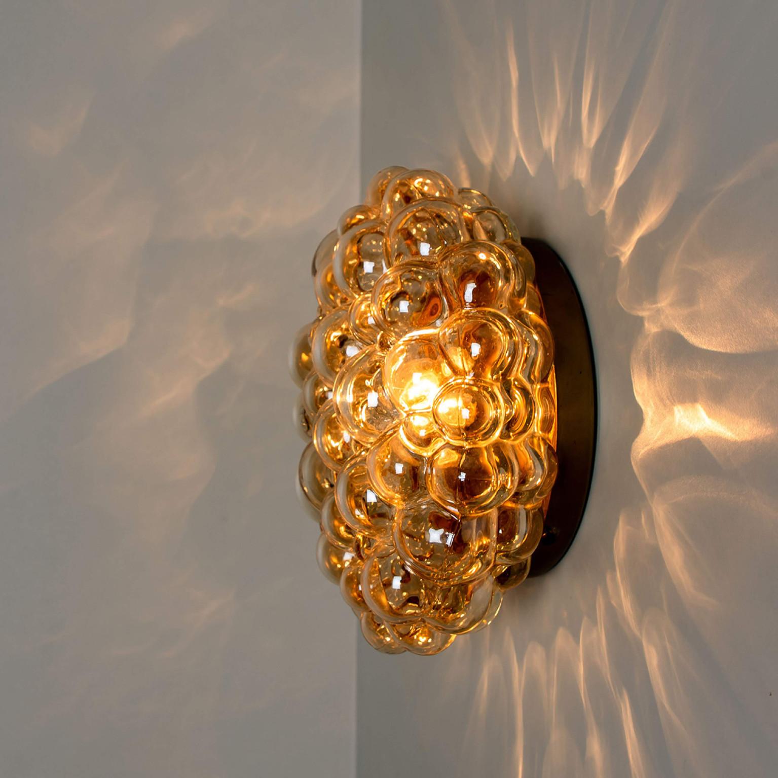Helena Tynell Amber Glass Wall Sconces, Germany, 1960s For Sale 6