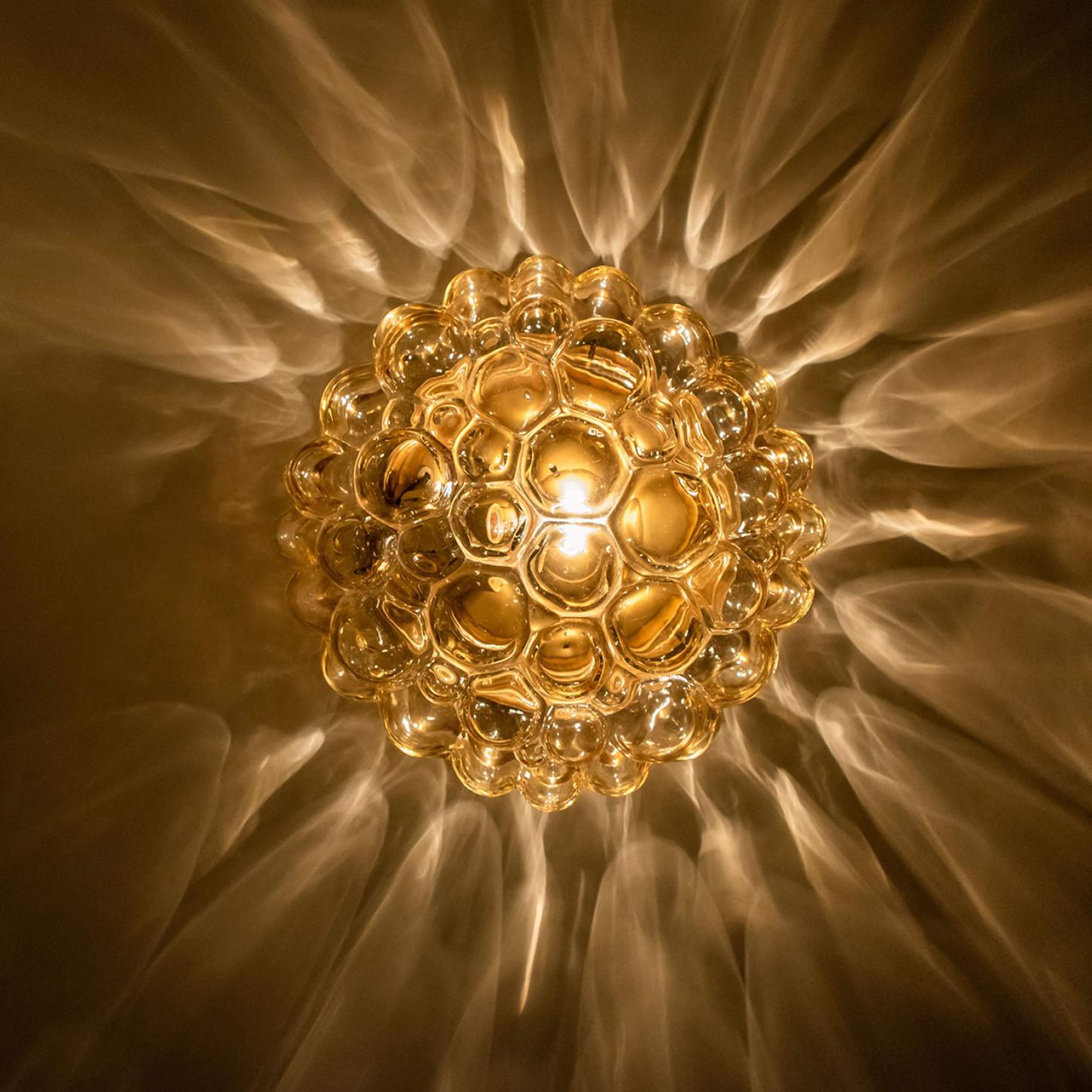 Helena Tynell Amber Glass Wall Sconces, Germany, 1960s For Sale 6