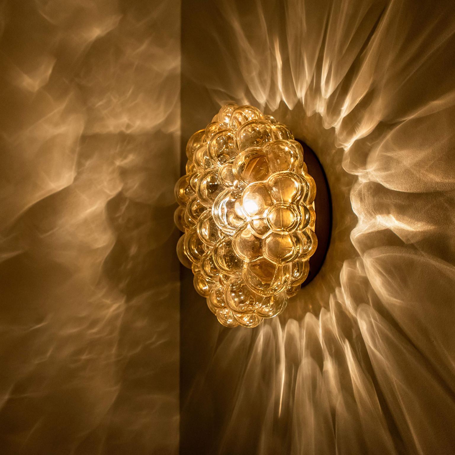 Helena Tynell Amber Glass Wall Sconces, Germany, 1960s For Sale 7