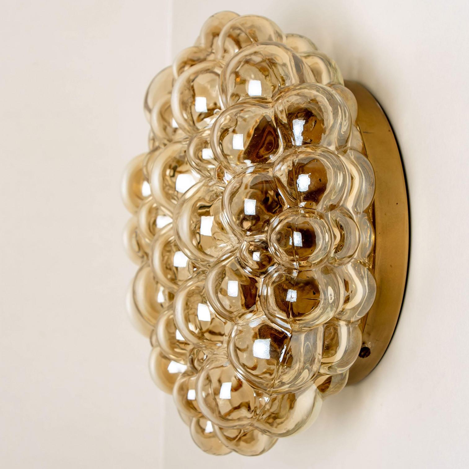 Helena Tynell Amber Glass Wall Sconces, Germany, 1960s In Good Condition For Sale In Rijssen, NL