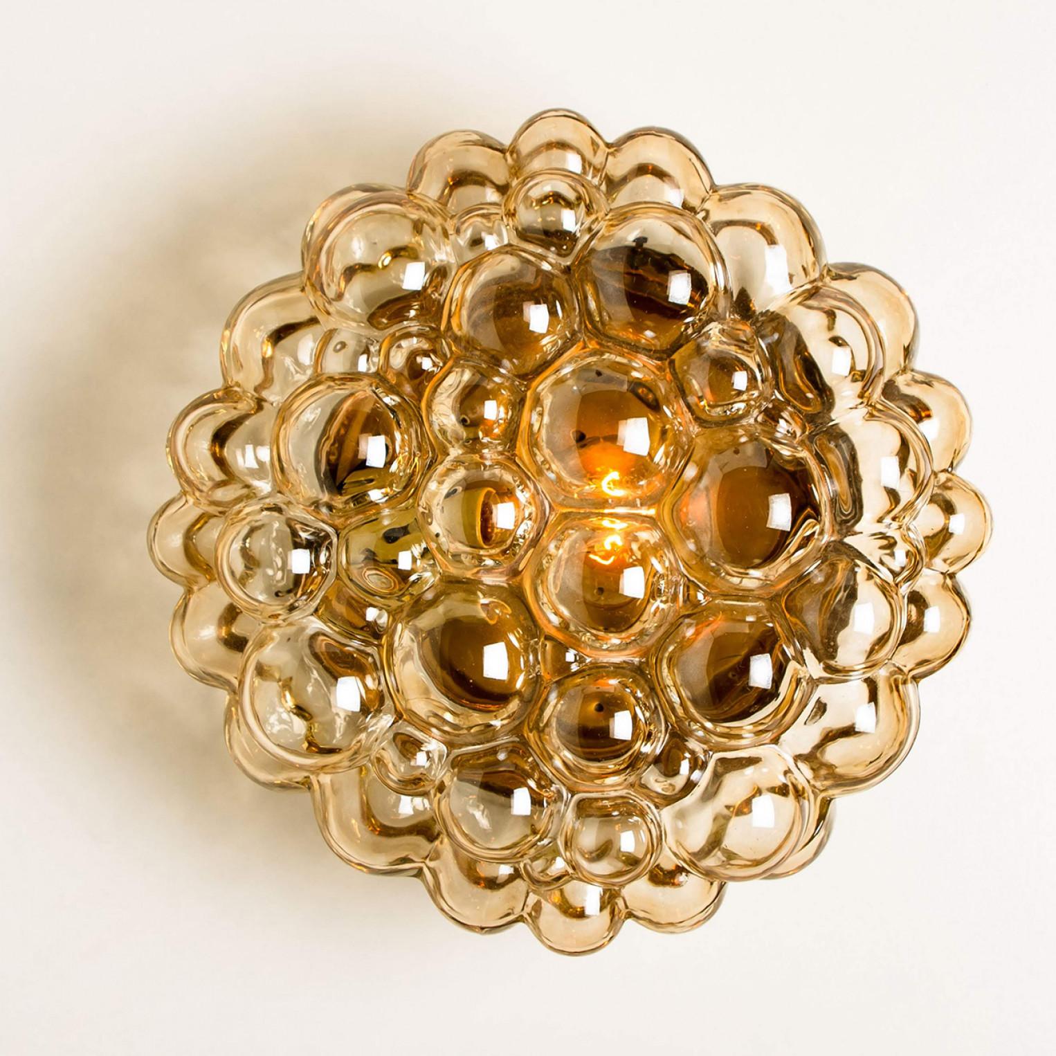 Metal Helena Tynell Amber Glass Wall Sconces, Germany, 1960s For Sale