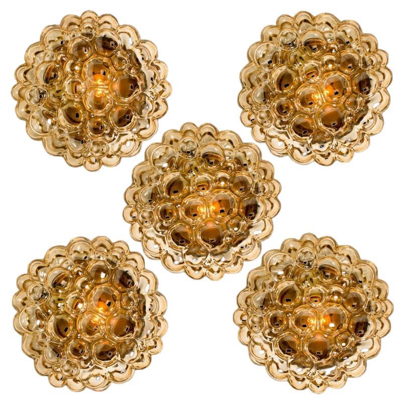 Helena Tynell Amber Glass Wall Sconces, Germany, 1960s