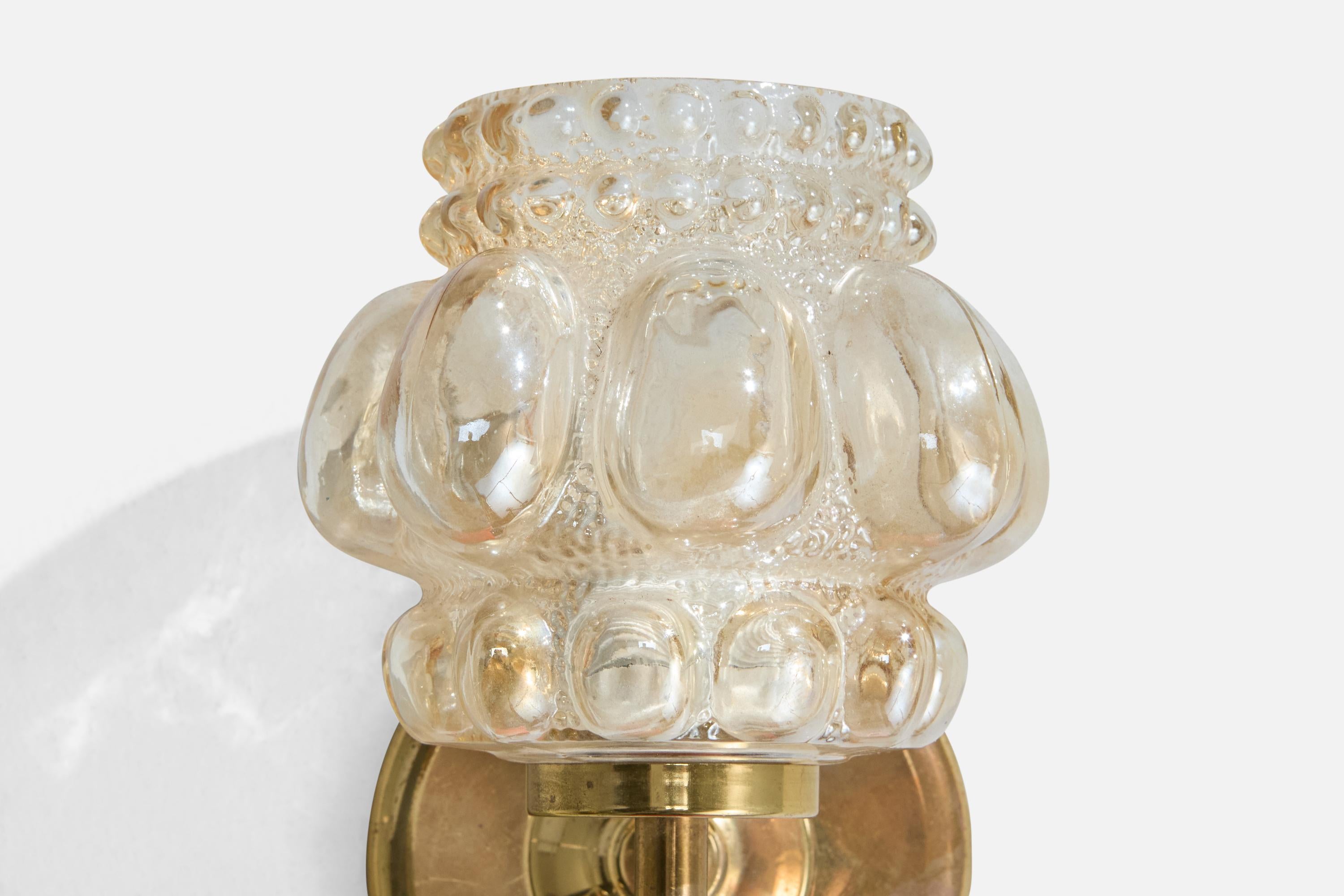 Helena Tynell Attribution, Wall Light, Brass, Glass, Sweden, 1960s For Sale 2