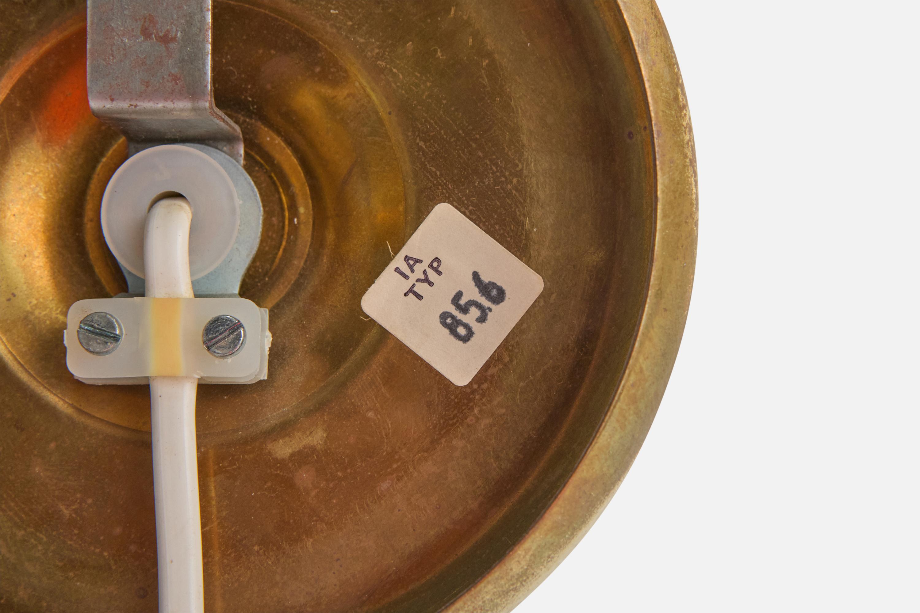 Helena Tynell Attribution, Wall Light, Brass, Glass, Sweden, 1960s For Sale 3