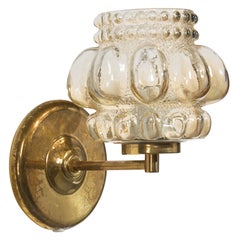 Helena Tynell Attribution, Wall Light, Brass, Glass, Sweden, 1960s