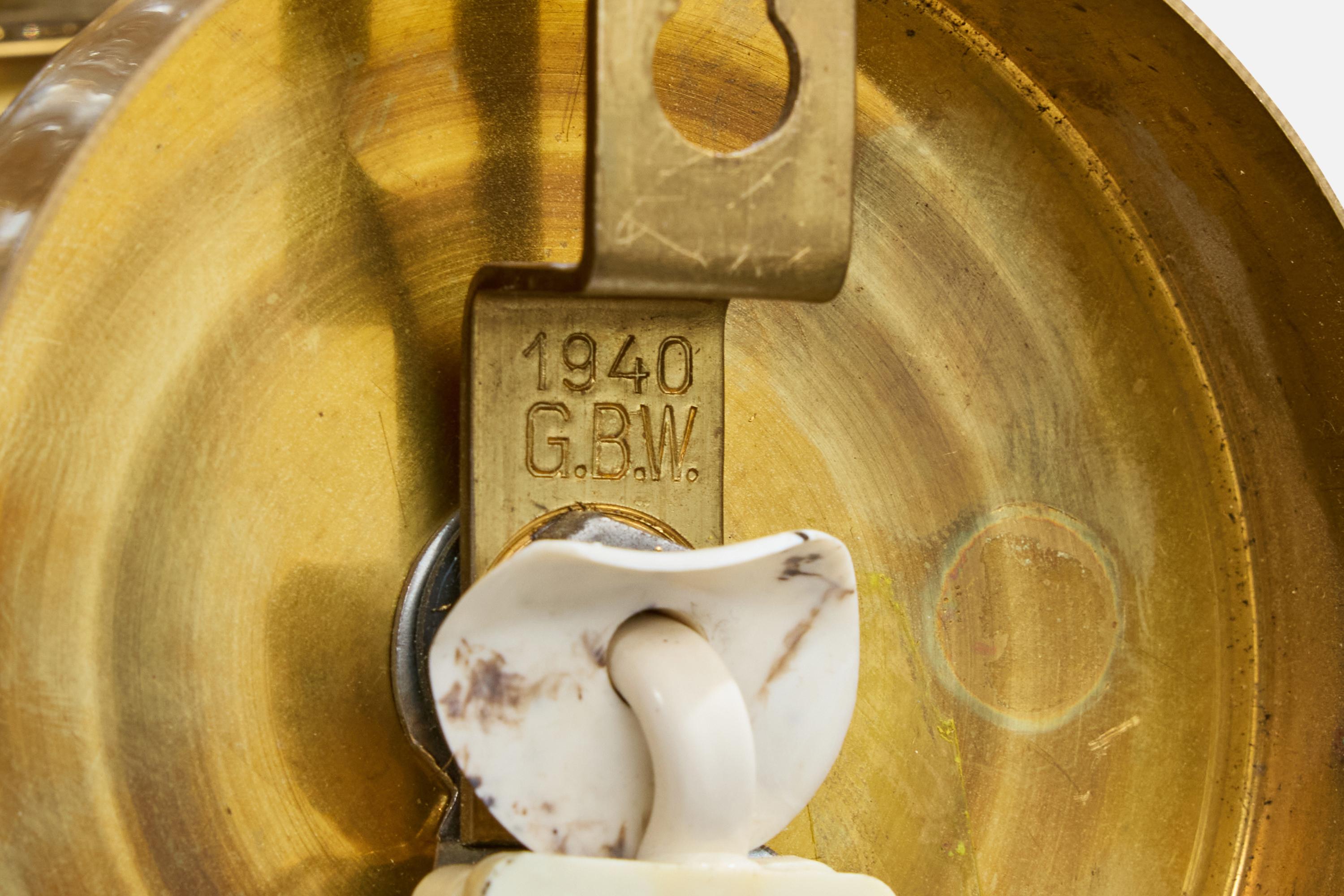 Helena Tynell Attribution, appliques, verre, laiton, Suède, années 1960 en vente 2