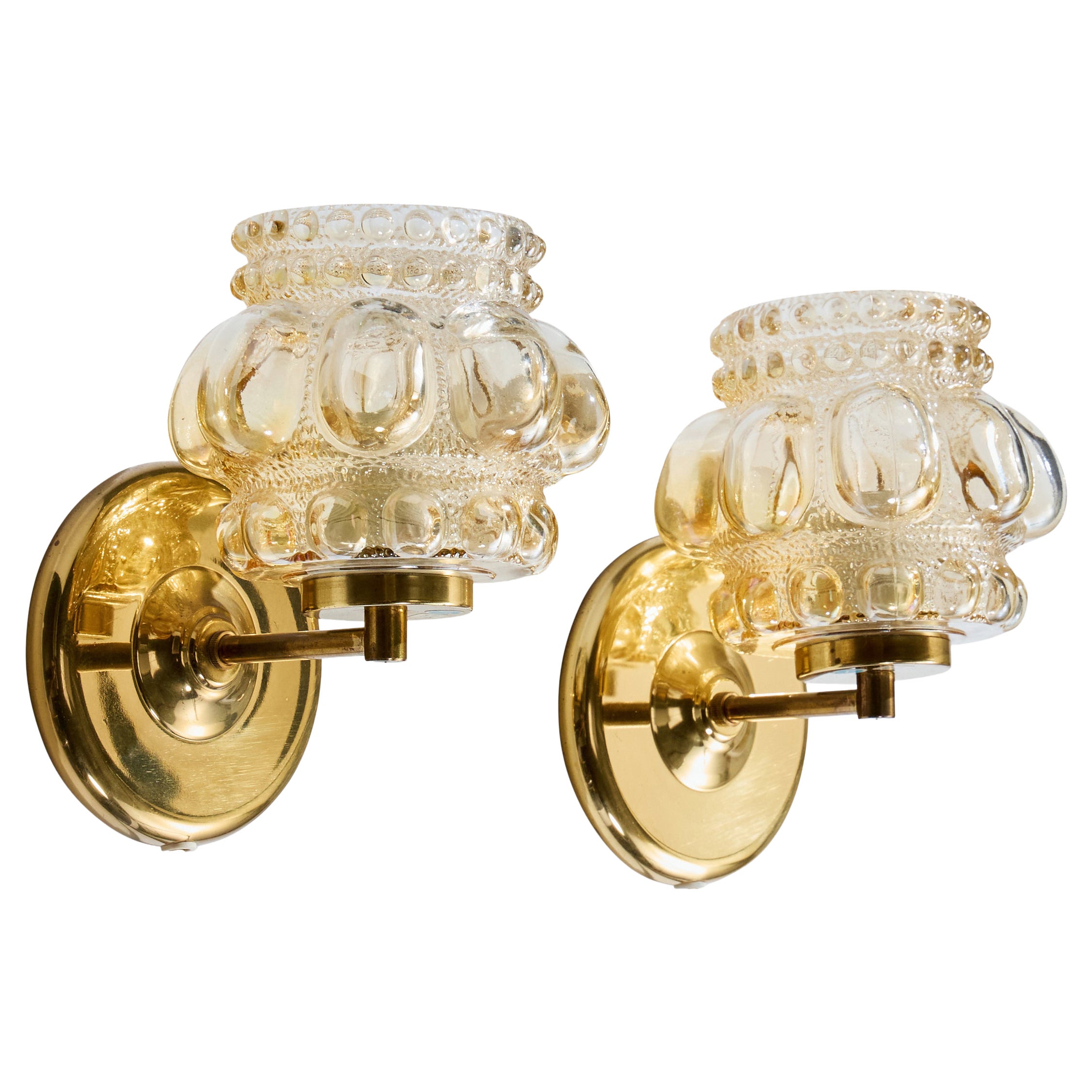 Atribución Helena Tynell, Apliques, Vidrio, Latón, Suecia, Años 60