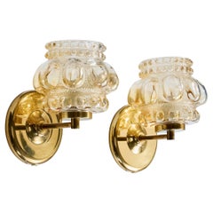 Atribución Helena Tynell, Apliques, Vidrio, Latón, Suecia, Años 60