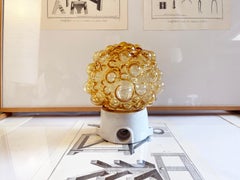 Helena Tynell Bubble Glas Wandleuchte Amber Gold Glashütte Limburg, 1960er Jahre, Deutschland