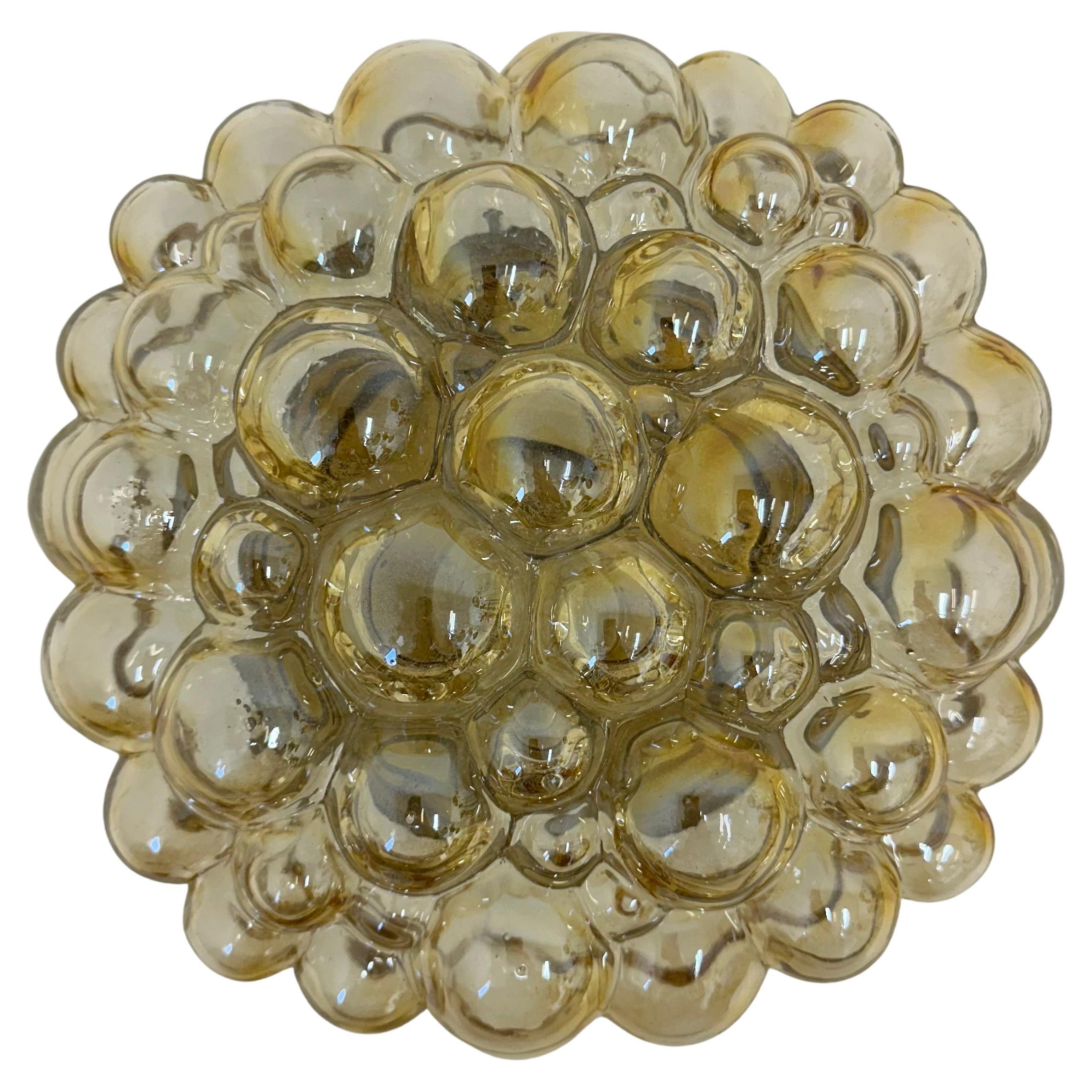 Helena Tynell, plafonnier à encastrer en verre bullé , 1970's Allemagne