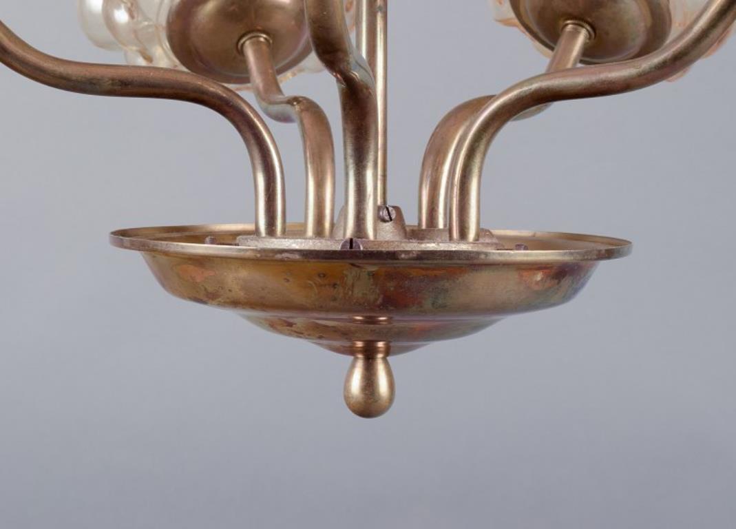 Helena Tynell. Lampada da soffitto a cinque bracci in ottone. 1970s in vendita 1