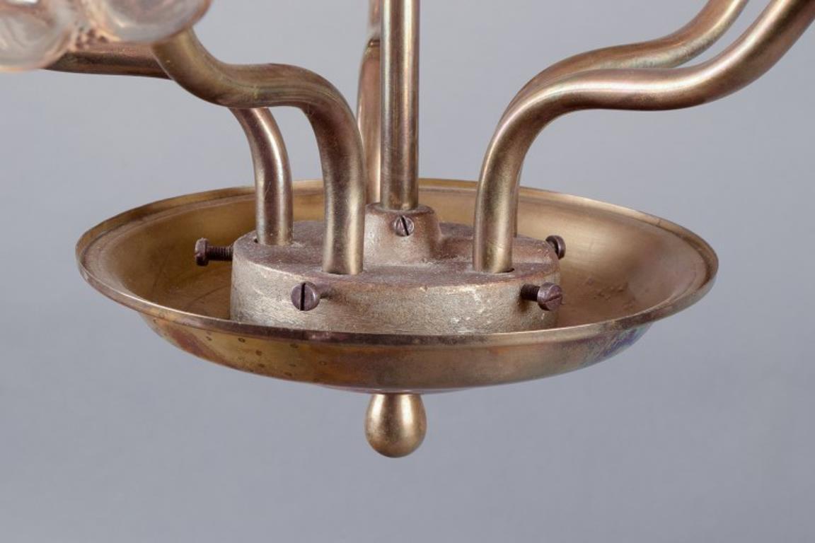 Helena Tynell. Lampada da soffitto a cinque bracci in ottone. 1970s in vendita 2