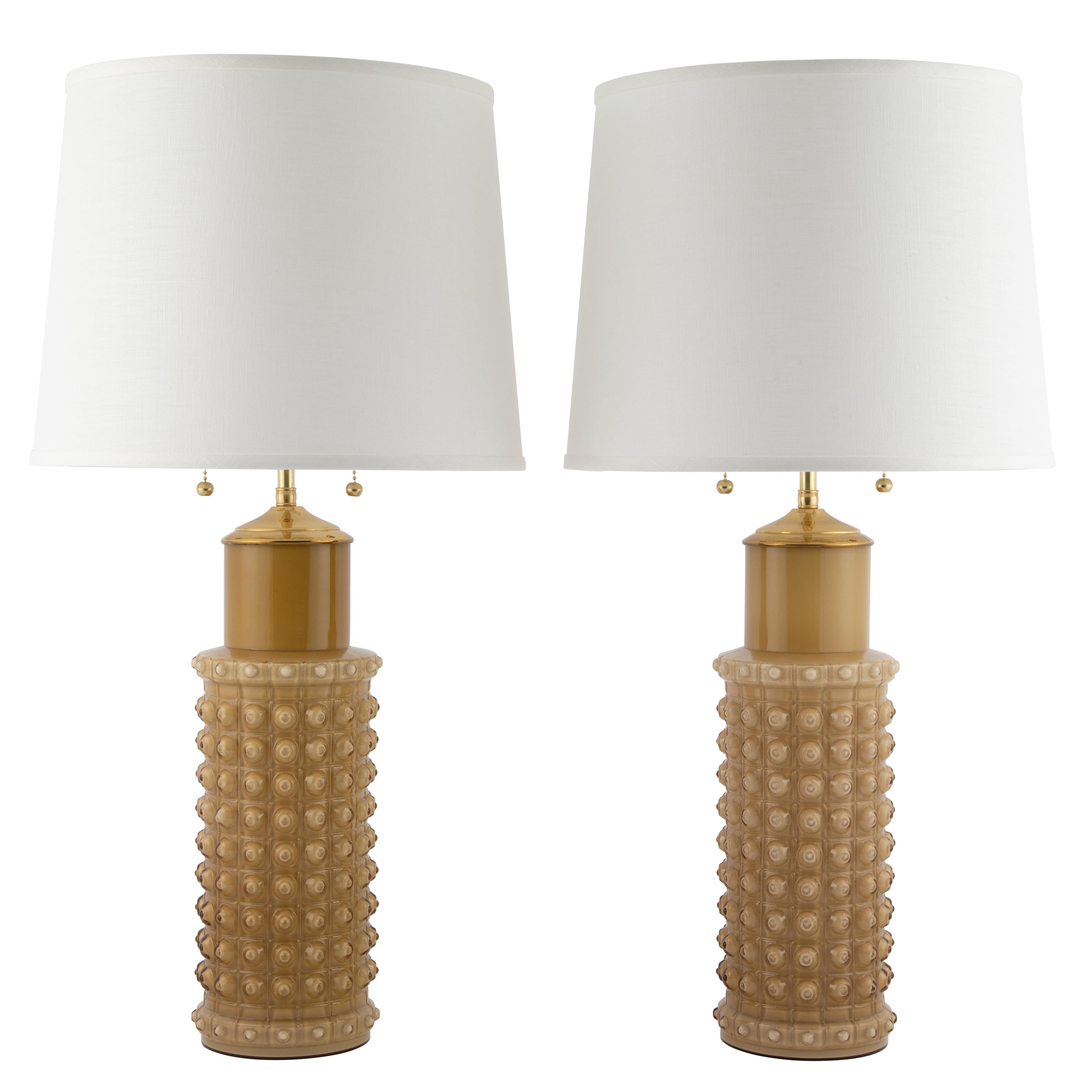 Helena Tynell for Luxus Butterscotch Glass Table Lamps, circa 1960s im Angebot