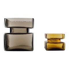 Helena Tynell for Riihimäen Lasi Oy. Two Vases in Amber and Gray