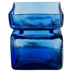 Helena Tynell pour Riihimäen Vase en verre bleu Pala/Block