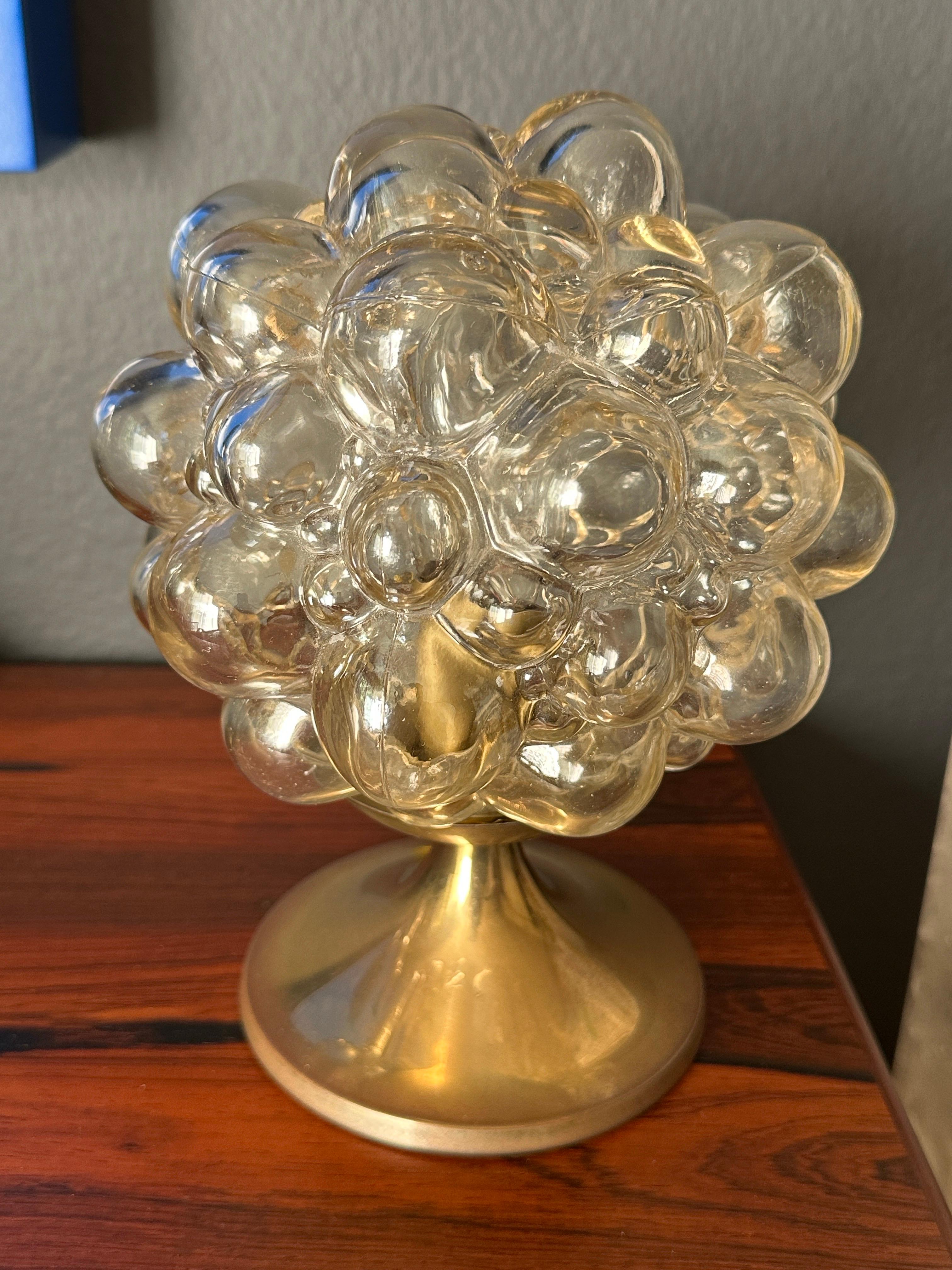 Helena Tynell golden amber bubble glass small table / desk lamp for Limburg.
Requires E14 base up to 40watt bulb.