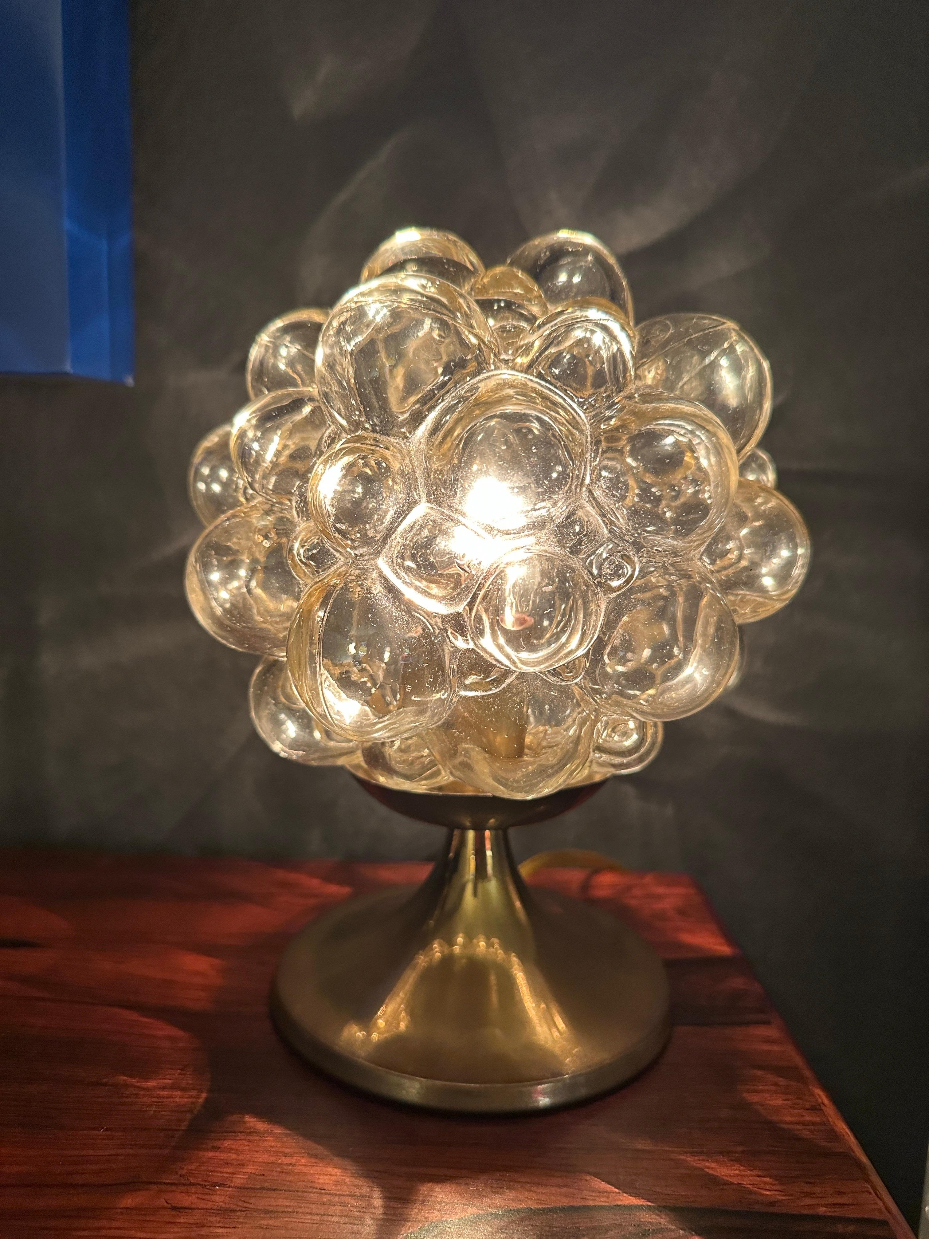 Helena Tynell Golden Amber Bubble Glass Lamp In Good Condition In North Hollywood, CA