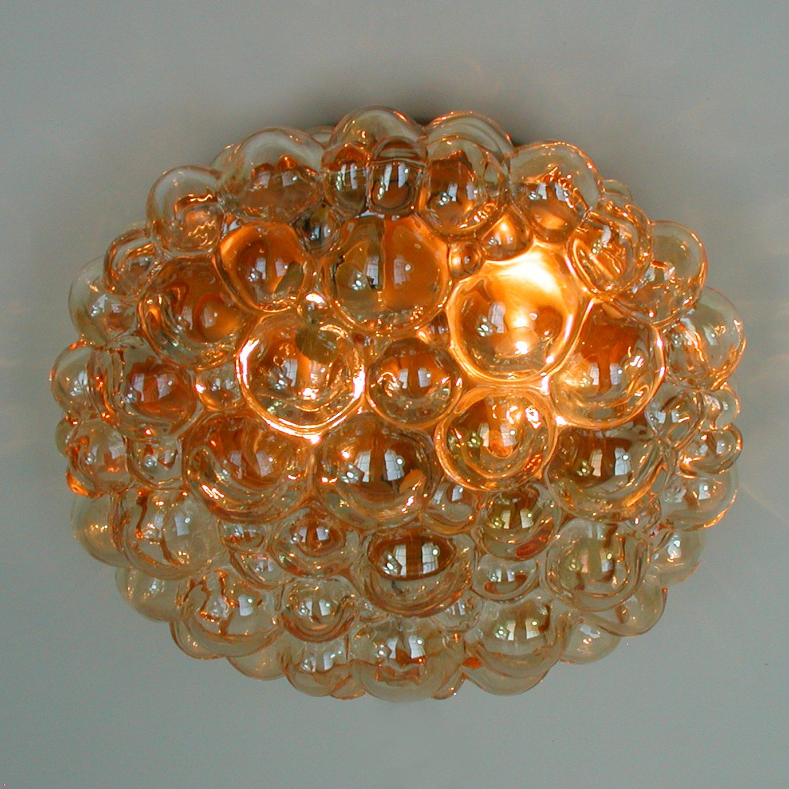 Helena Tynell Large Amber Bubble Flush Mount Sconce for Limburg, 1960s 5