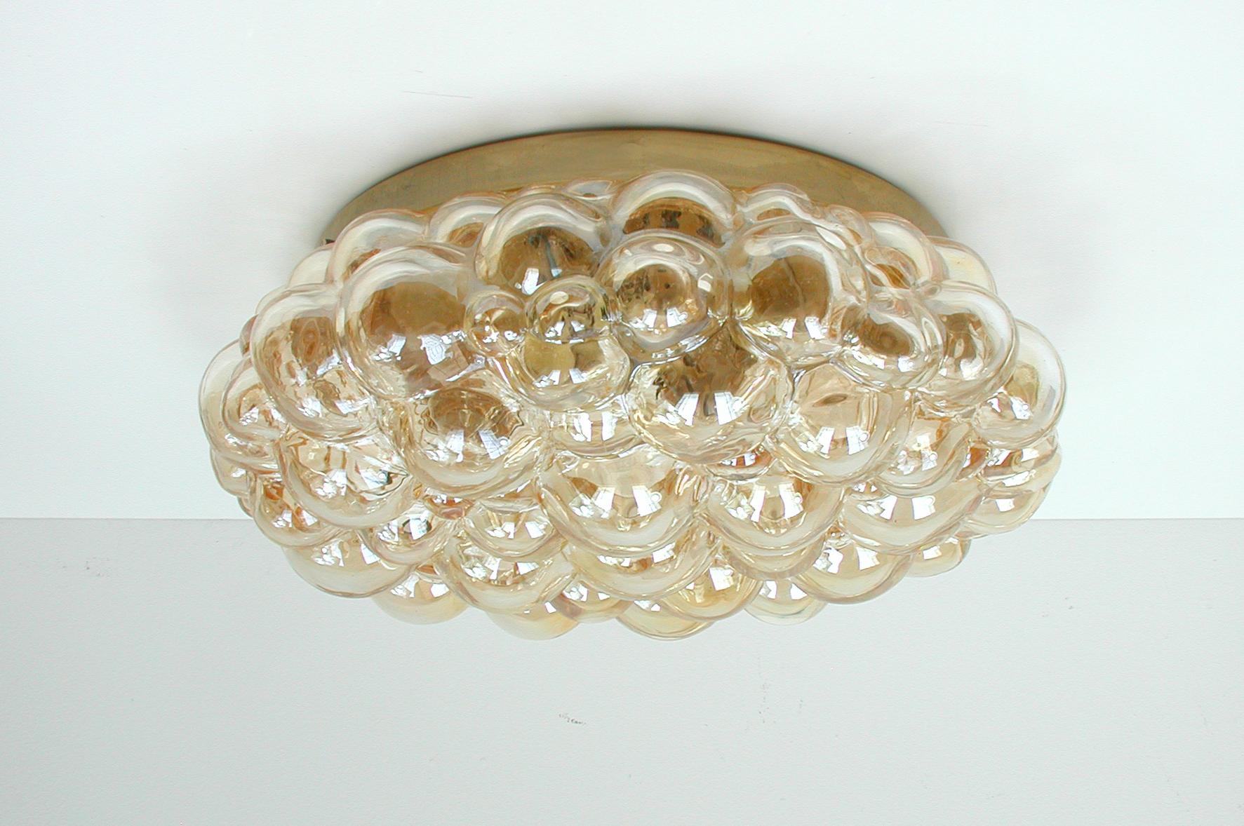 Mid-20th Century Helena Tynell Large Amber Bubble Flush Mount Sconce for Limburg, 1960s