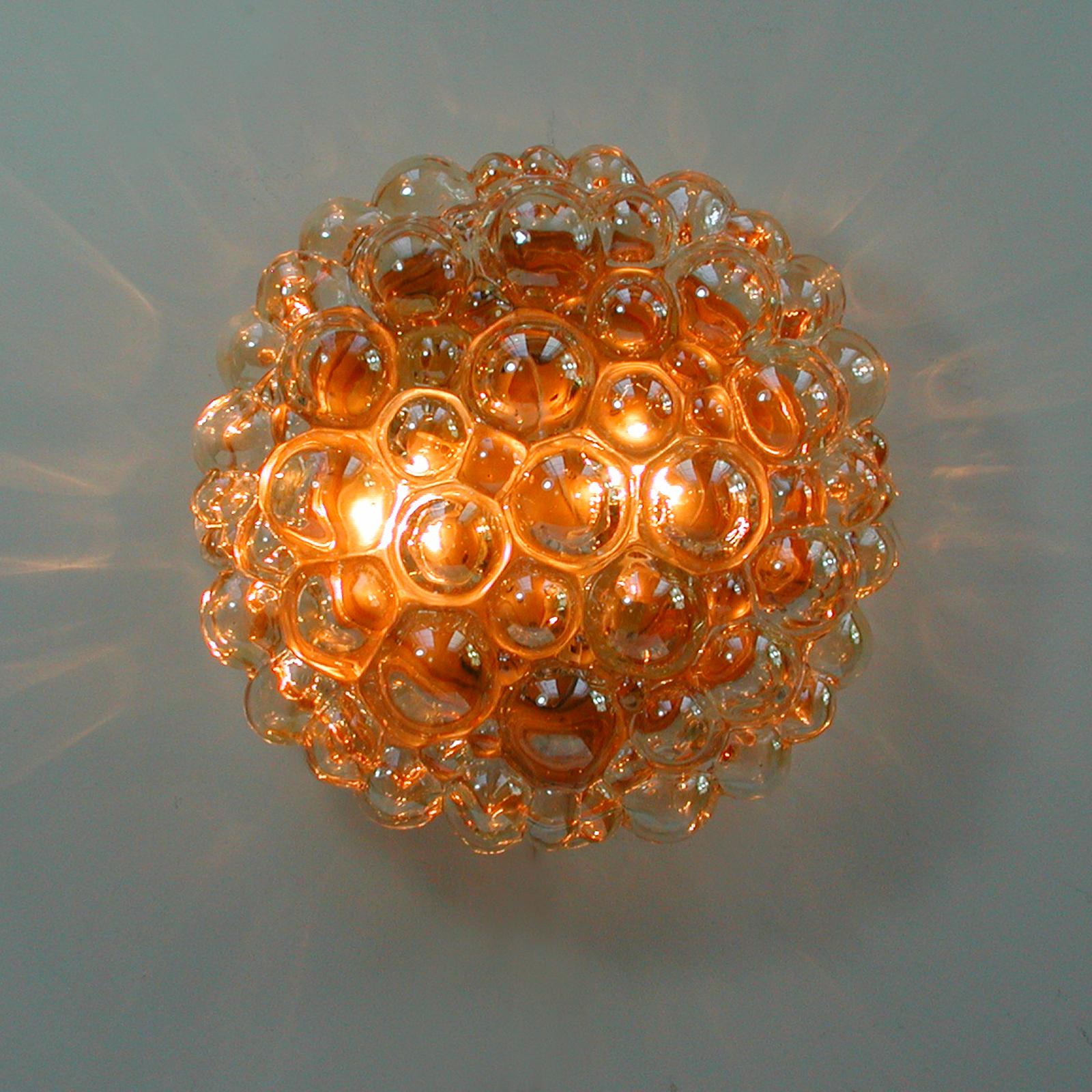 Metal Helena Tynell Large Amber Bubble Flush Mount Sconce for Limburg, 1960s