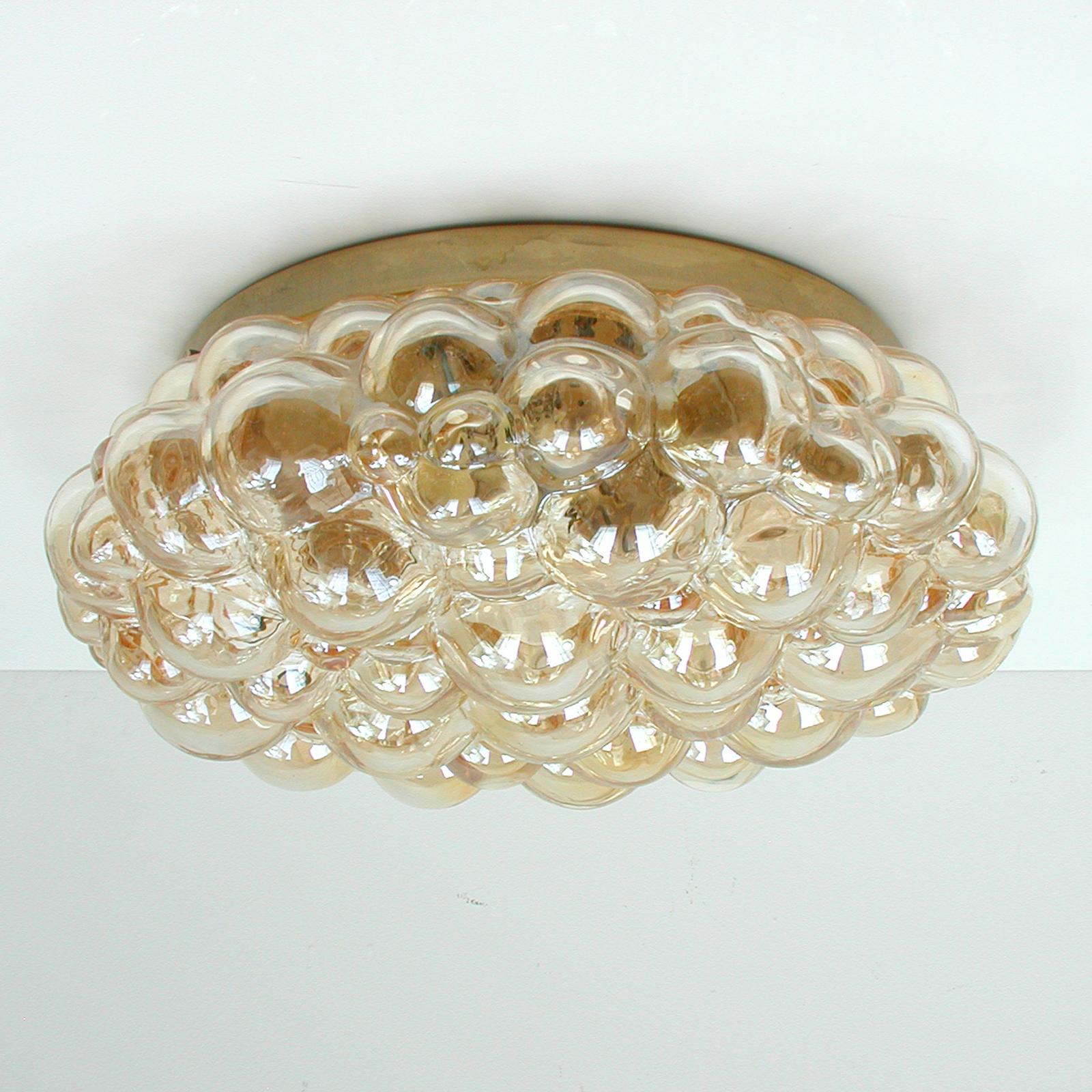 Helena Tynell Large Amber Bubble Flush Mount Sconce for Limburg, 1960s 1