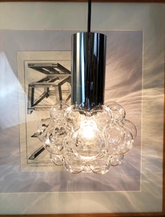 Helena Tynell Large Bubble Glas Lamp & Chrome Glashütte Limburg, 1960s, Germany