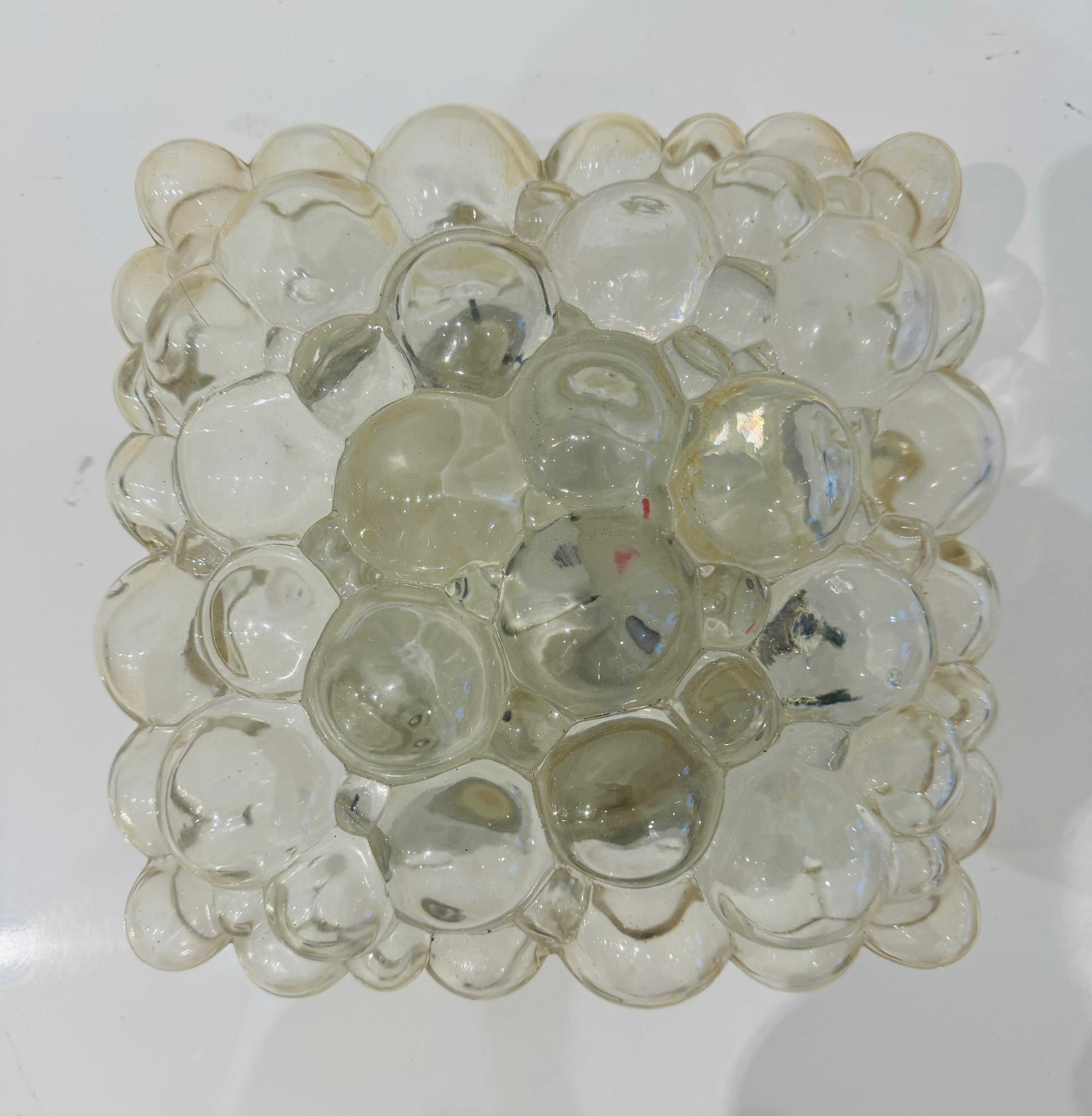 Helena Tynell Limburg Bubble Glass 1960 Mid Century Flush Ceiling Wall Lamp Excellent état - En vente à New York, NY