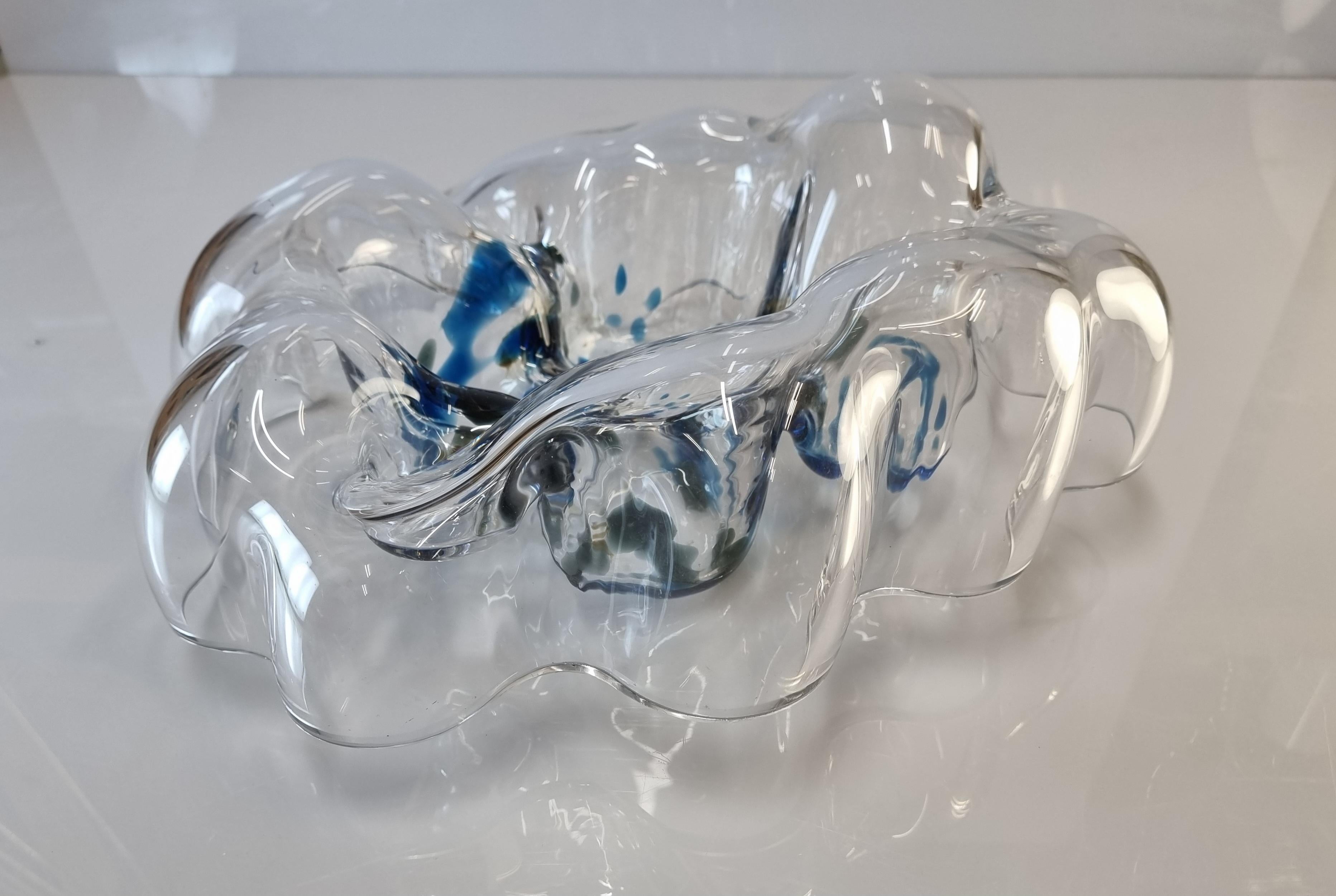 A beautiful art glass object called the Moon Walk designed by the renowned Helena Tynell. Helena was the wife of the world famous Paavo Tynell and also a genious designer with a main focus on art glass. Manufactured and documented by Riihimäen Lasi