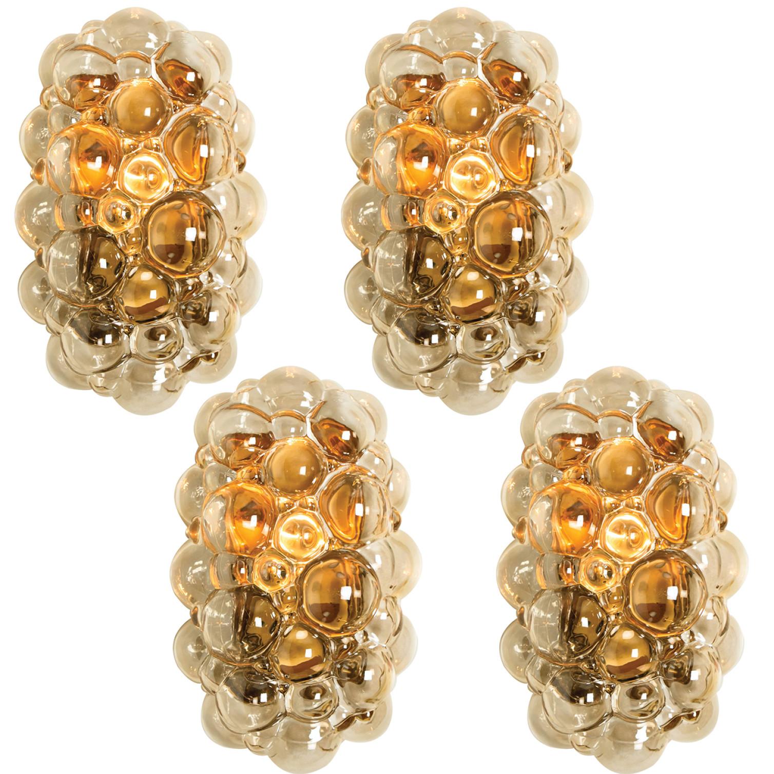 Helena Tynell Pair of Amber Glass Bubble Wall Sconces, 1960s 5