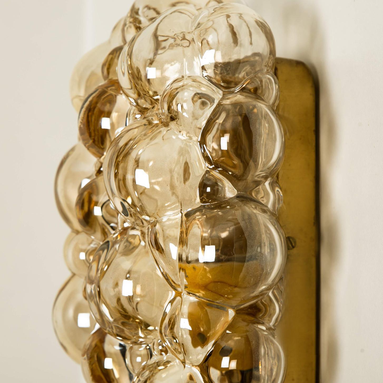 German  Helena Tynell Pair of Amber Glass Bubble Wall Sconces, 1960s