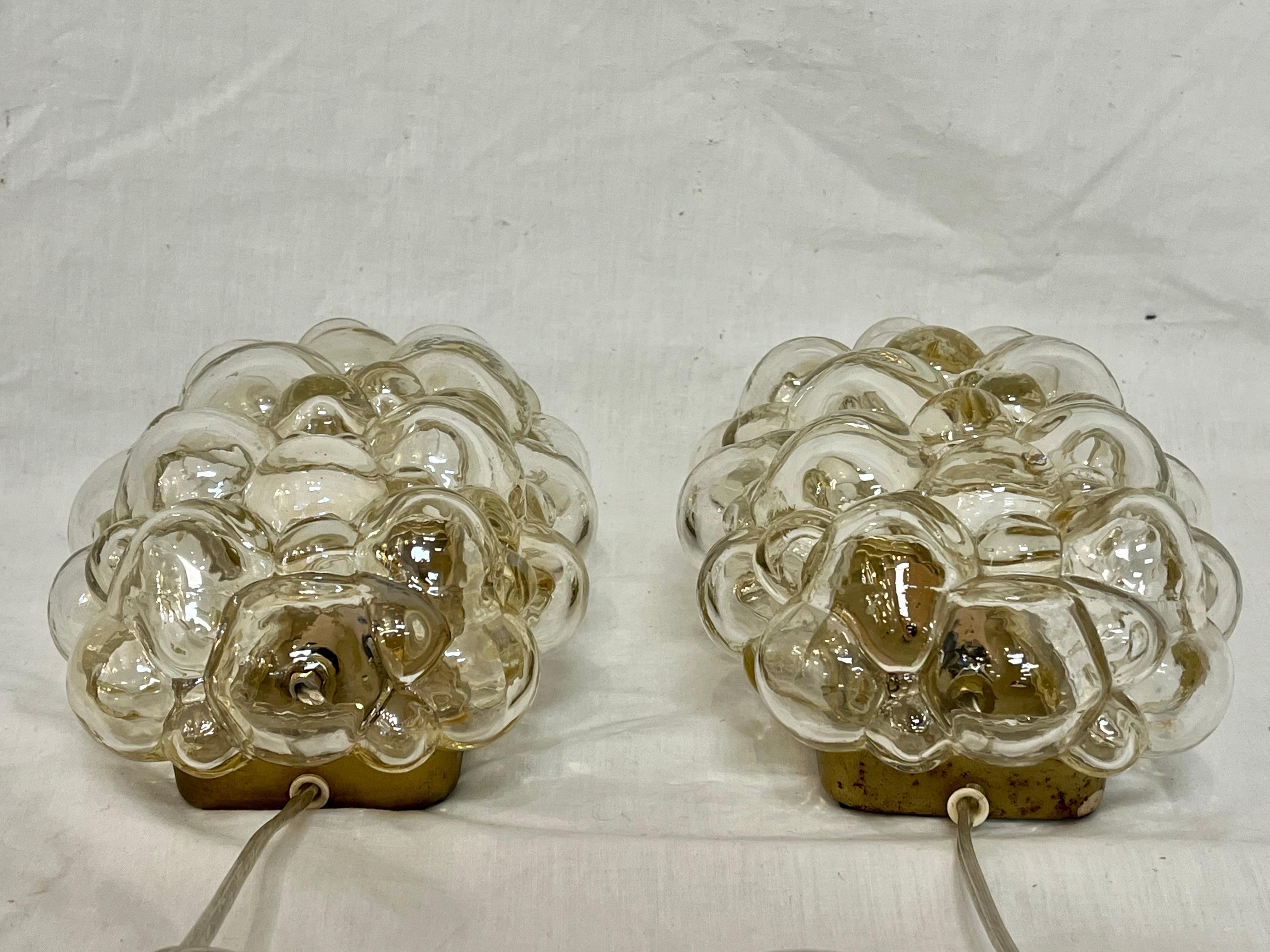 Mid-Century Modern Helena Tynell Pair of Champagne Amber Wall Sconce Lights for Limburg Glashutte