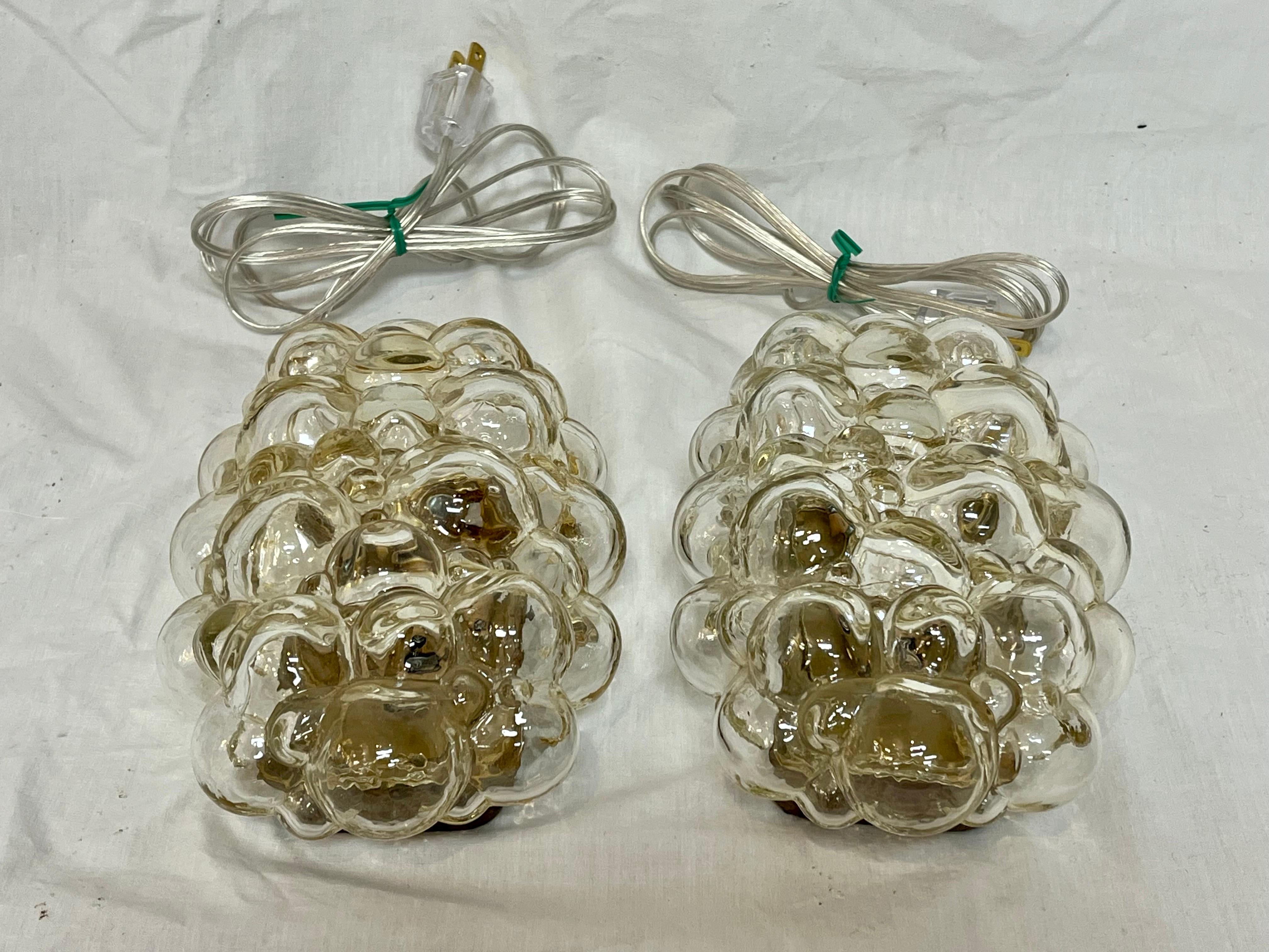 20th Century Helena Tynell Pair of Champagne Amber Wall Sconce Lights for Limburg Glashutte