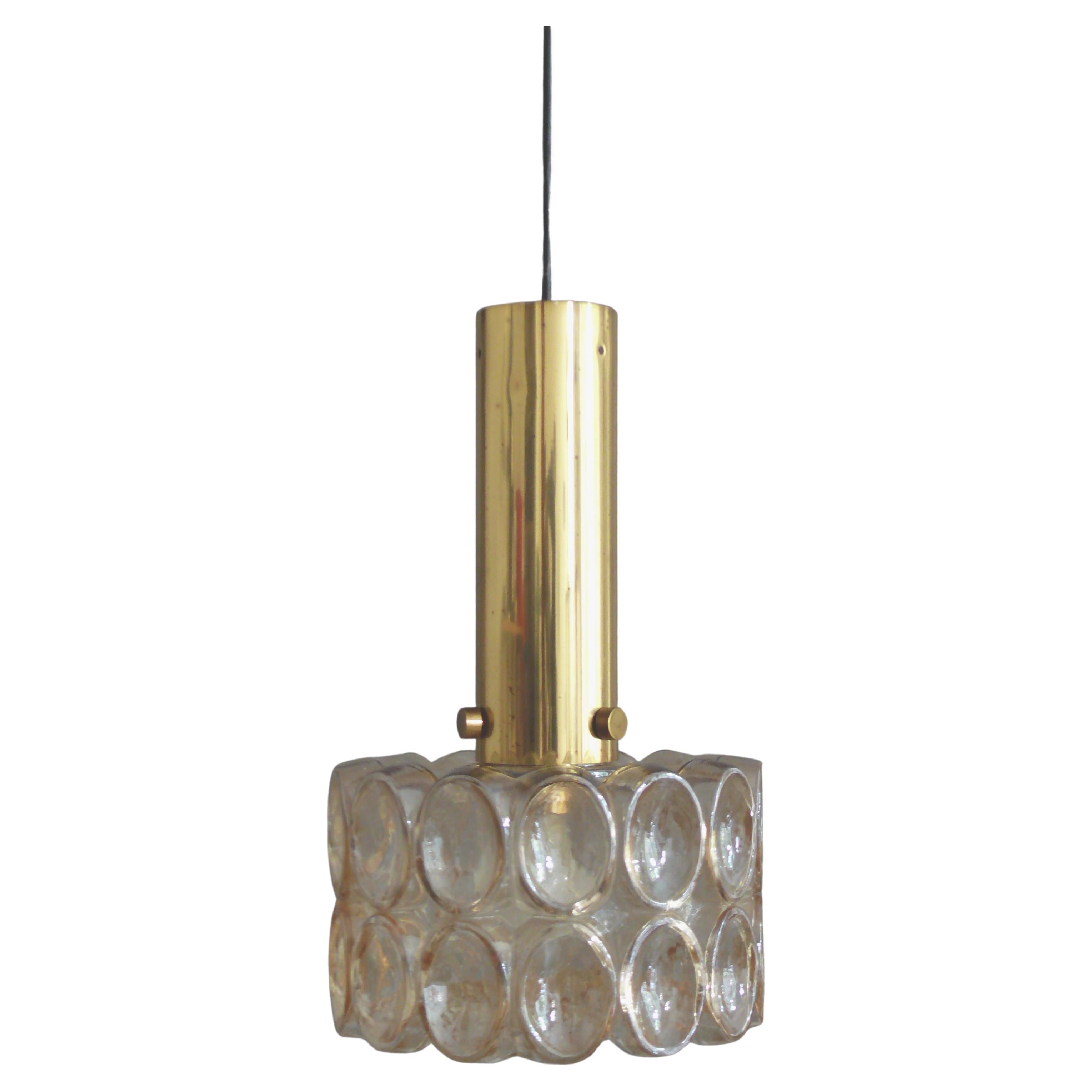 Lampada a sospensione Helena Tynell - Vetro e ottone, prodotta da Glashütte Limburg, anni '70