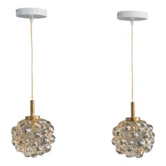 Helena Tynell, Pendant Lights, Brass, Glass, Germany, 1960s