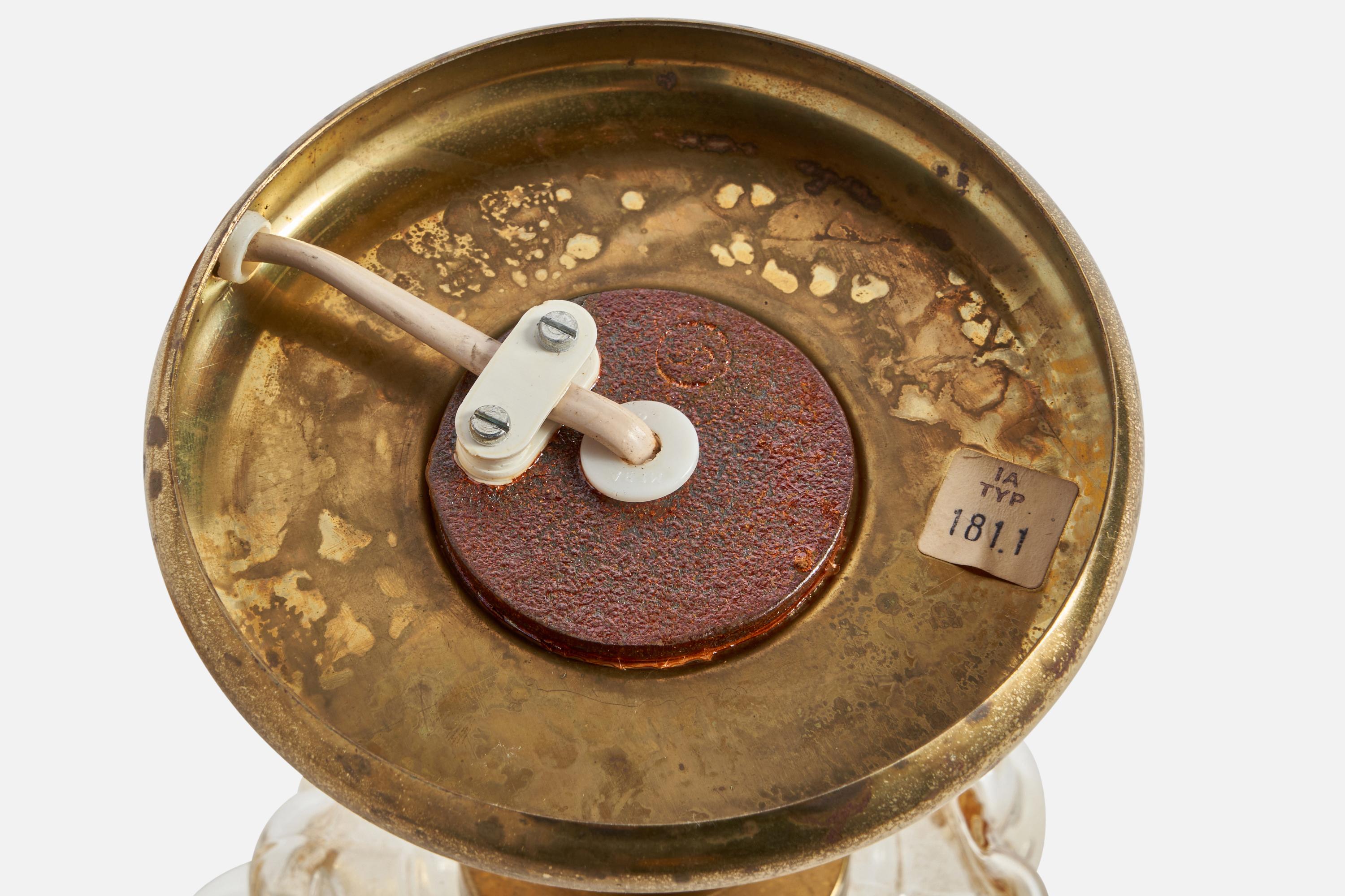 Helena Tynell, lampe de bureau, laiton, verre, Allemagne, années 1960 2