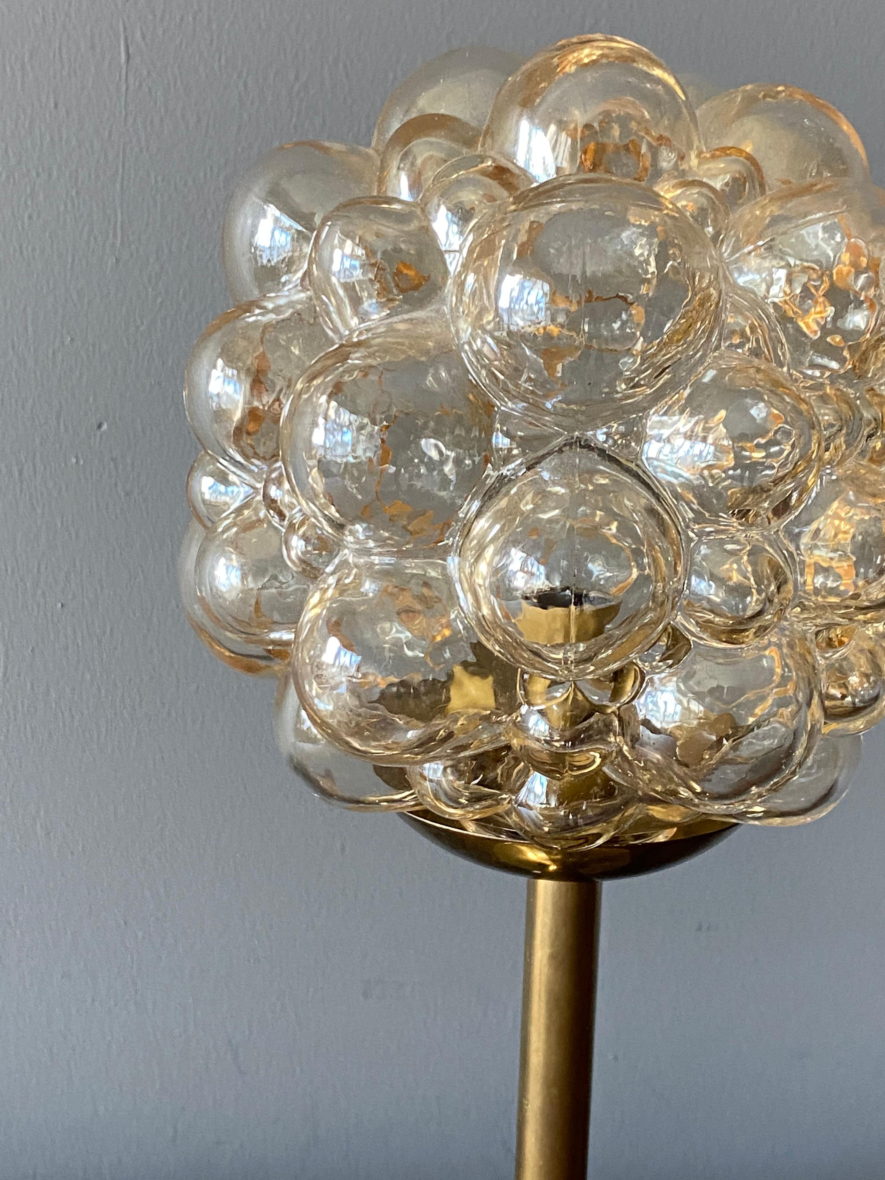 Helena Tynell, Table Lamp, Glass & Brass, for Glashütte Limburg, Germany, 1960s In Good Condition In High Point, NC