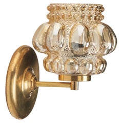 Vintage Helena Tynell, Wall Light, Brass, Glass, Glashütte Limburg, Germany, 1960s