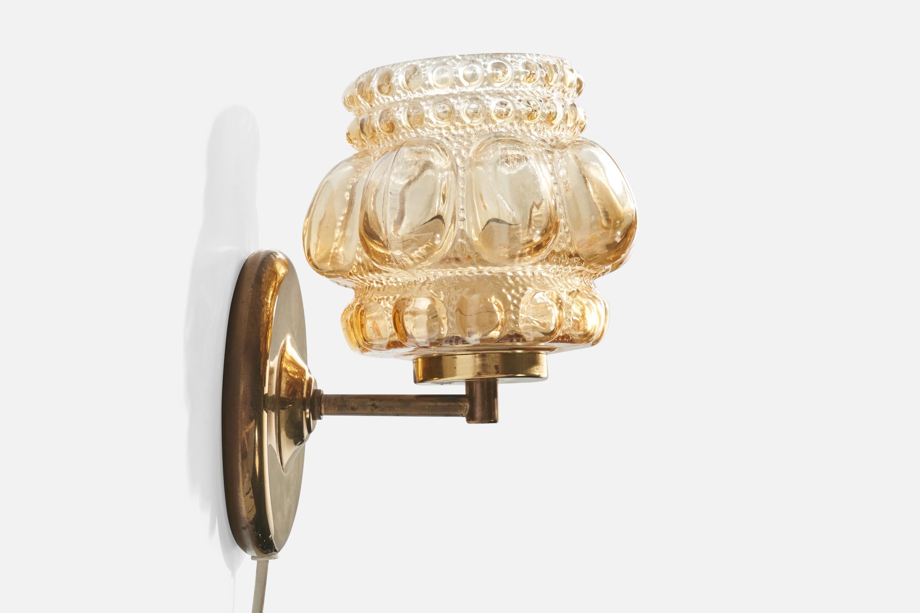 Scandinavian Modern Helena Tynell, Wall Light, Brass, Glass, Sweden, 1960s For Sale