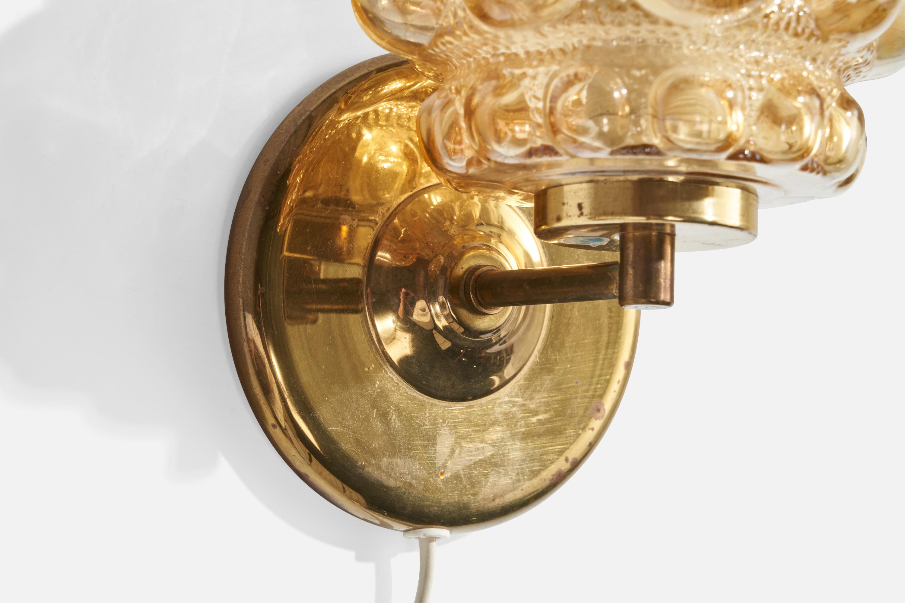 Swedish Helena Tynell, Wall Light, Brass, Glass, Sweden, 1960s For Sale