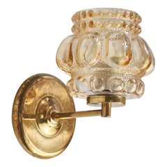 Helena Tynell, Wall Light, Glass, Brass, Germany, 1960s
