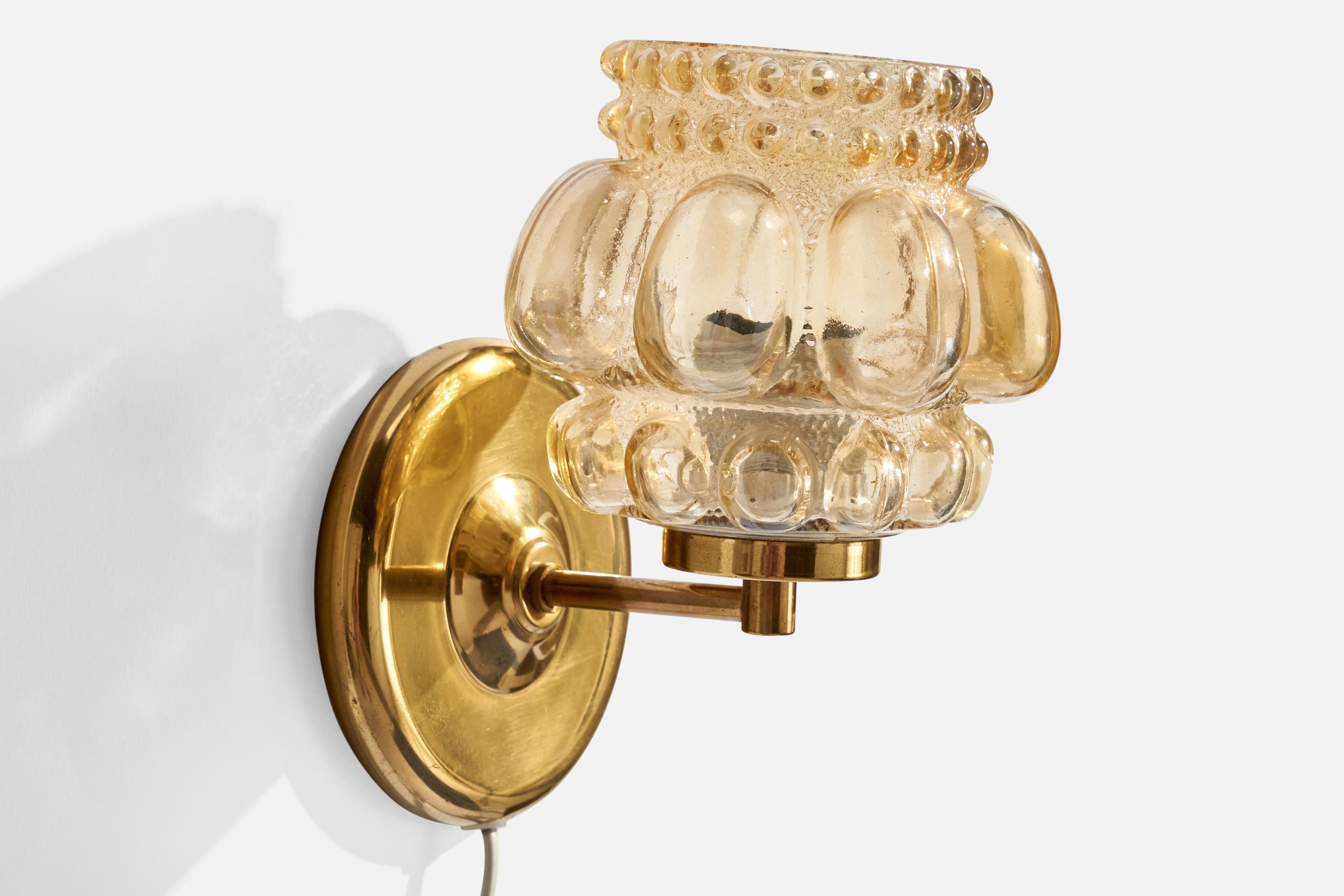Albanian Helena Tynell, Wall Lights, Brass, Glass, Sweden, 1960s For Sale