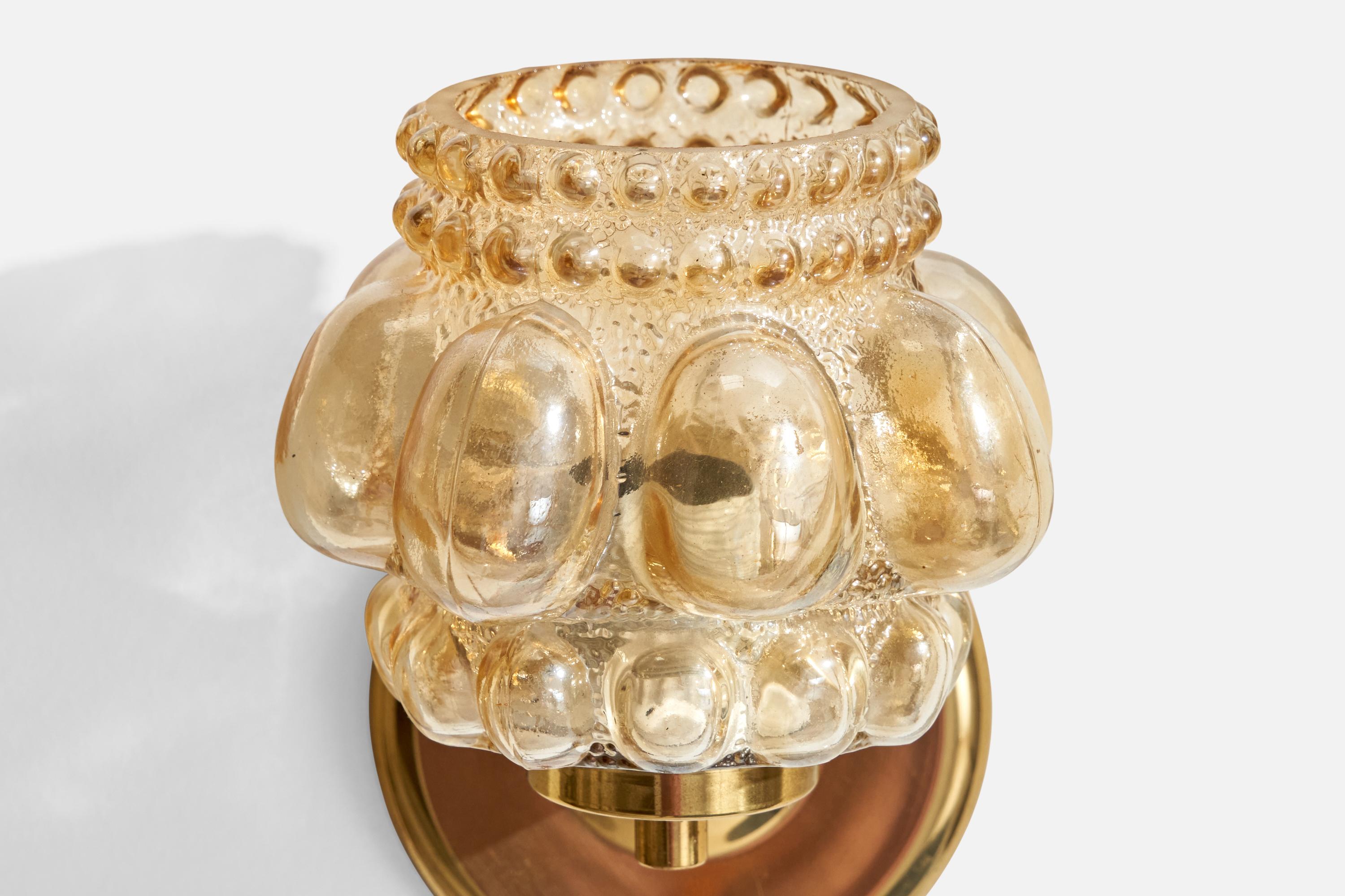 Helena Tynell, Wall Lights, Brass, Glass, Sweden, 1960s For Sale 1