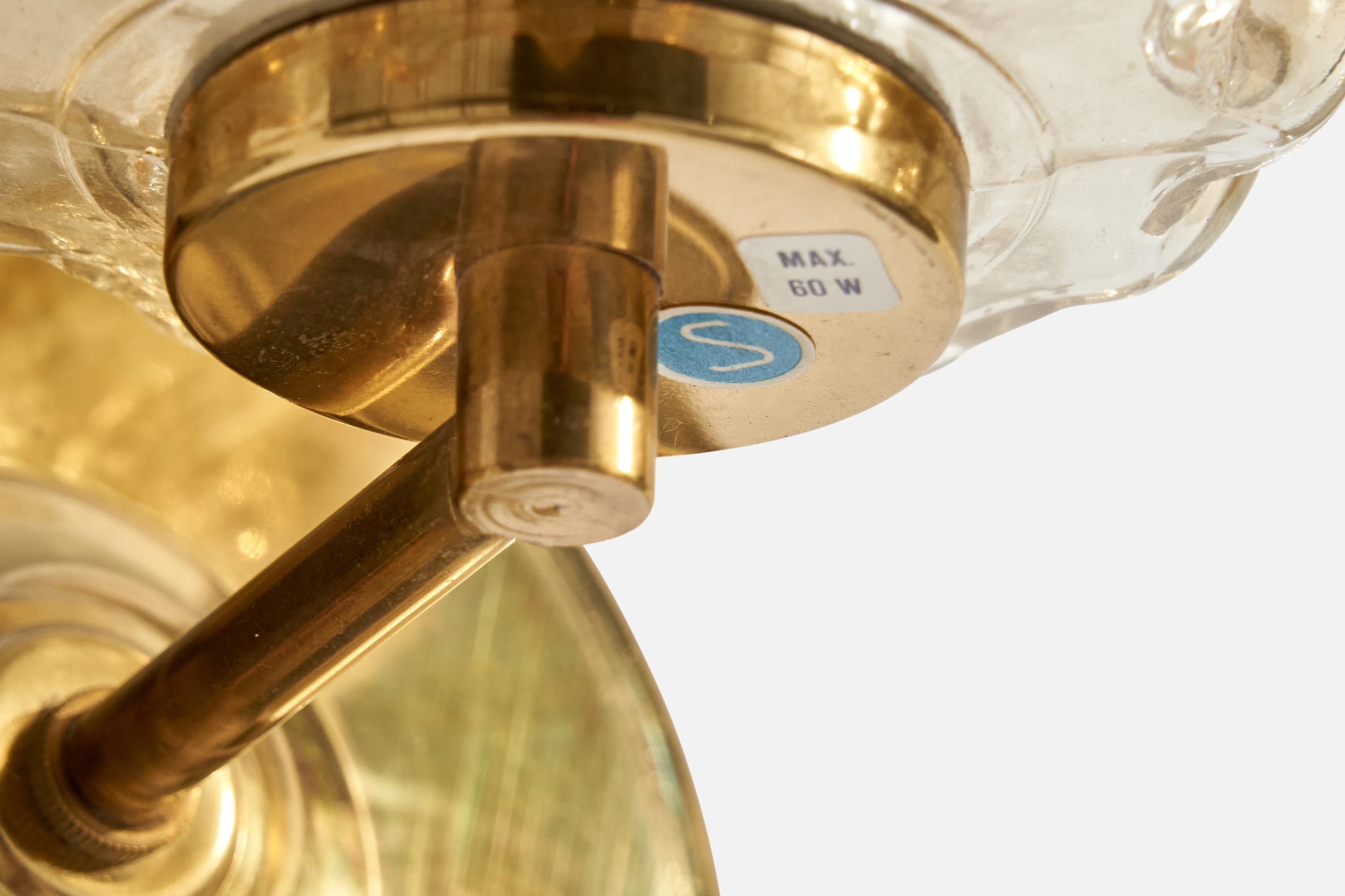 Helena Tynell, Wall Lights, Brass, Glass, Sweden, 1960s For Sale 2