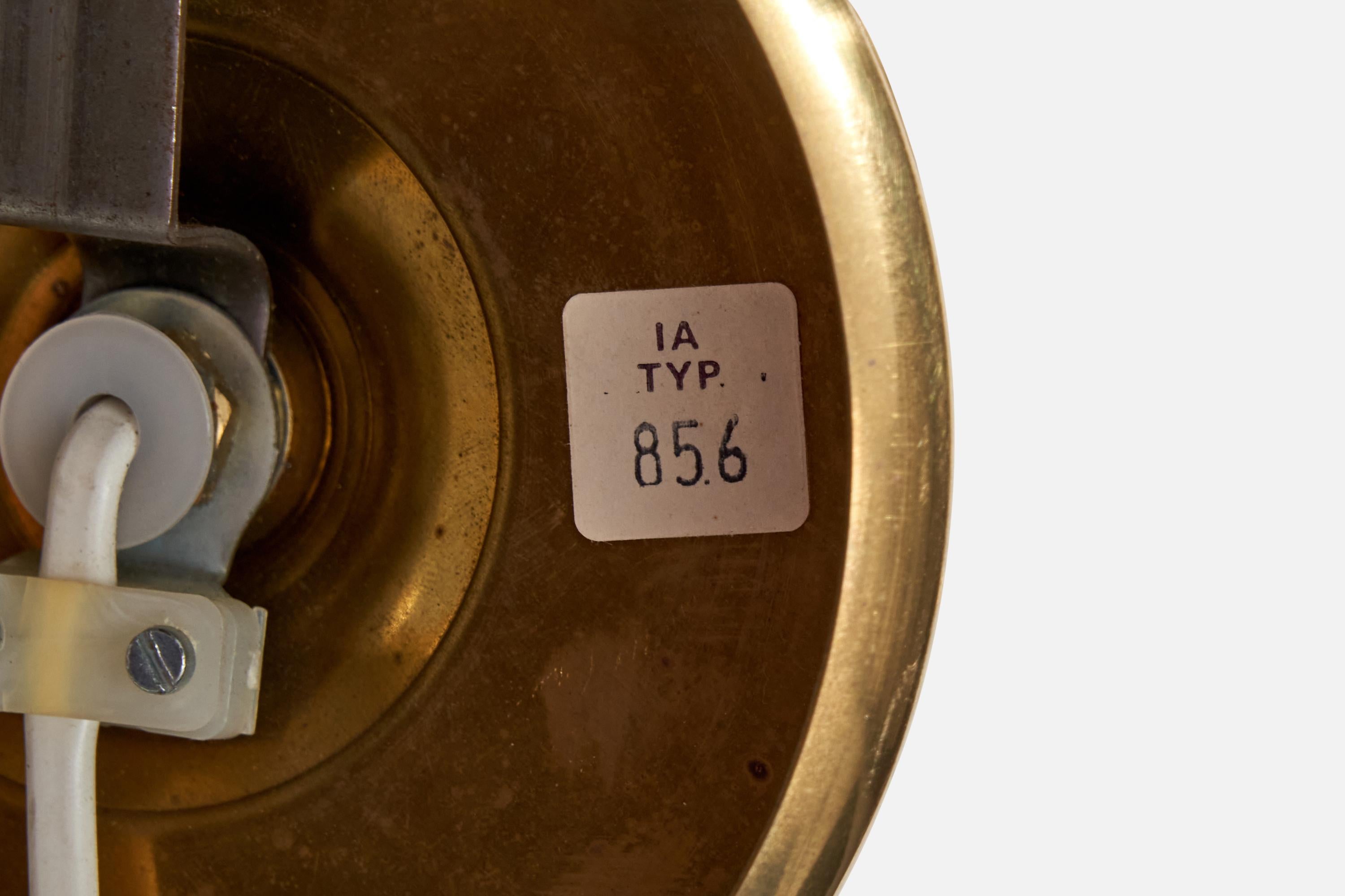 Helena Tynell, Wall Lights, Brass, Glass, Sweden, 1960s For Sale 3