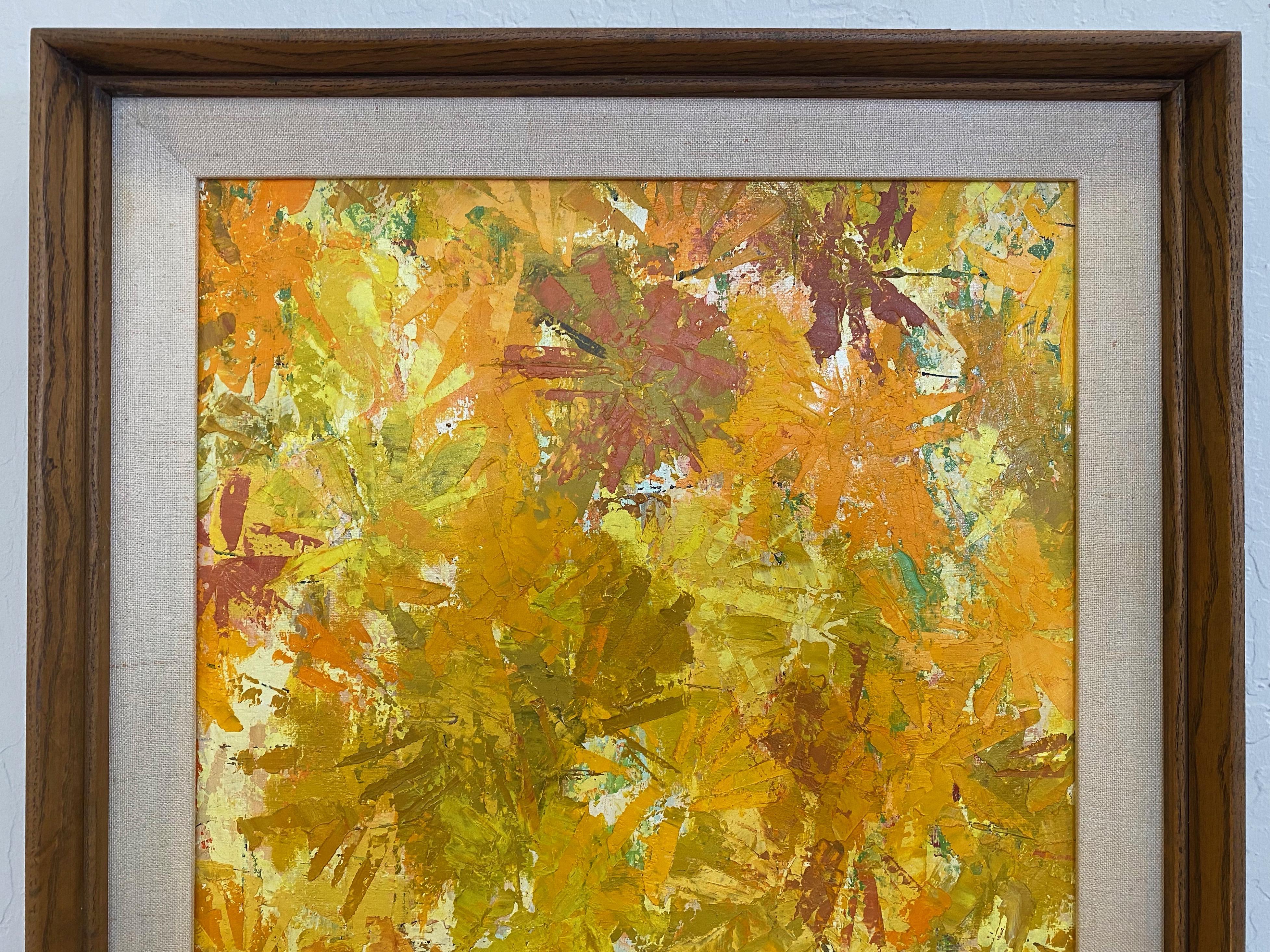 Mid-Century Modern Helena Willi “Autumn”, Expressionist Flora Oil Painting, c. 1960