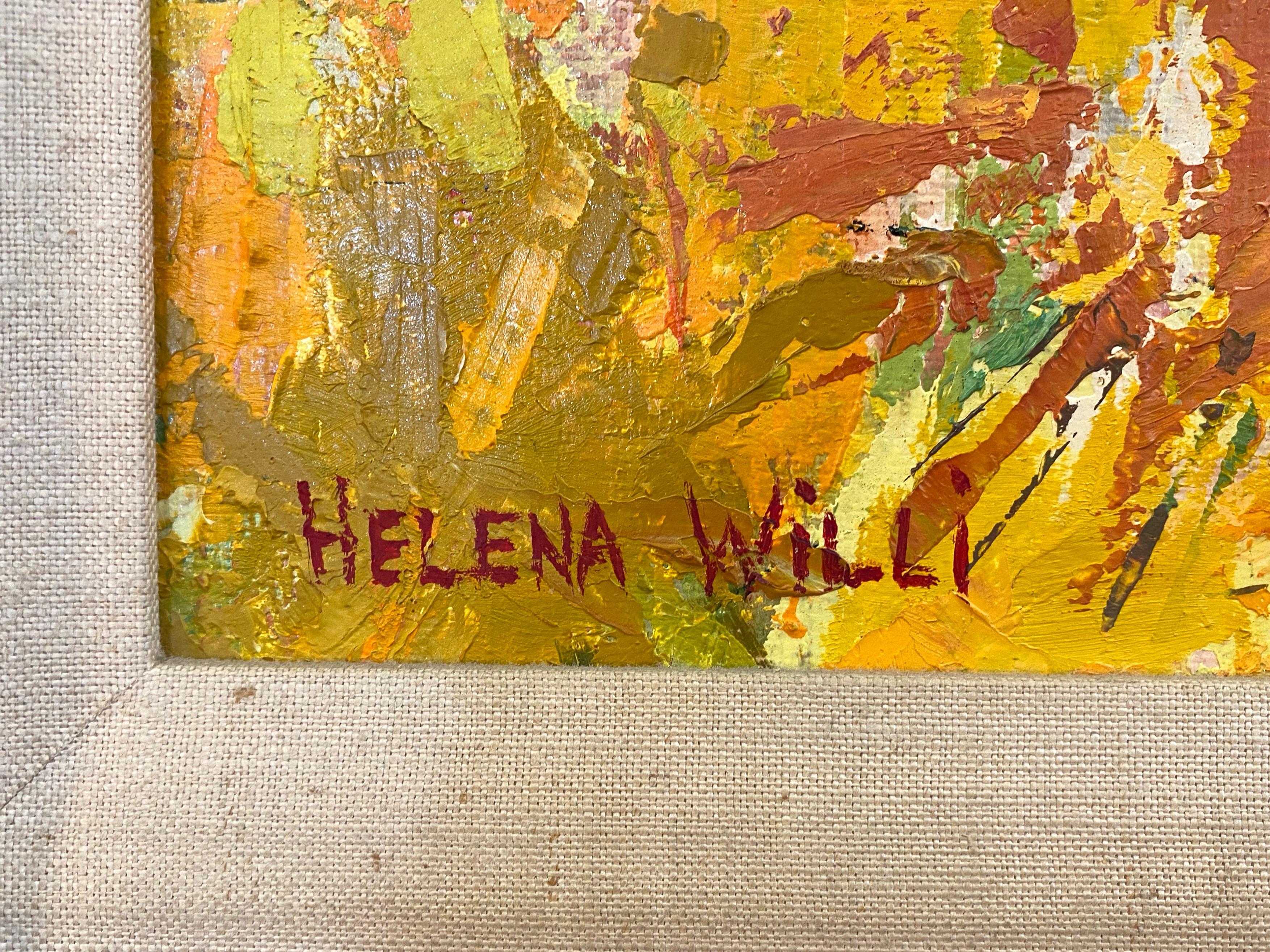 Mid-20th Century Helena Willi “Autumn”, Expressionist Flora Oil Painting, c. 1960