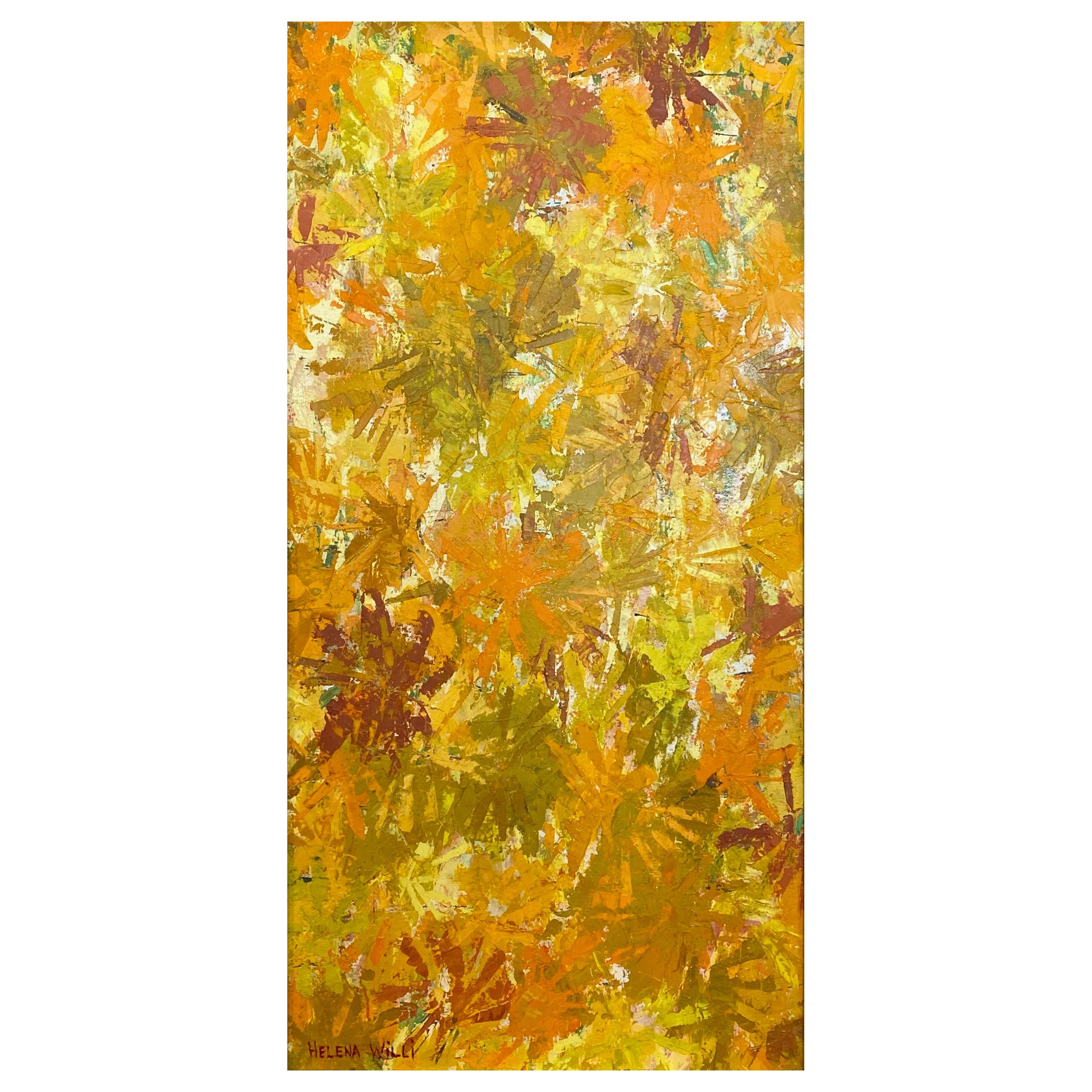 Helena Willi “Autumn”, Expressionist Flora Oil Painting, c. 1960