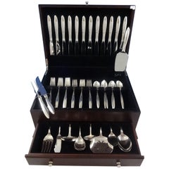 Retro Helene by Easterling Sterling Silver Flatware Set for 12 Service 59 Pieces